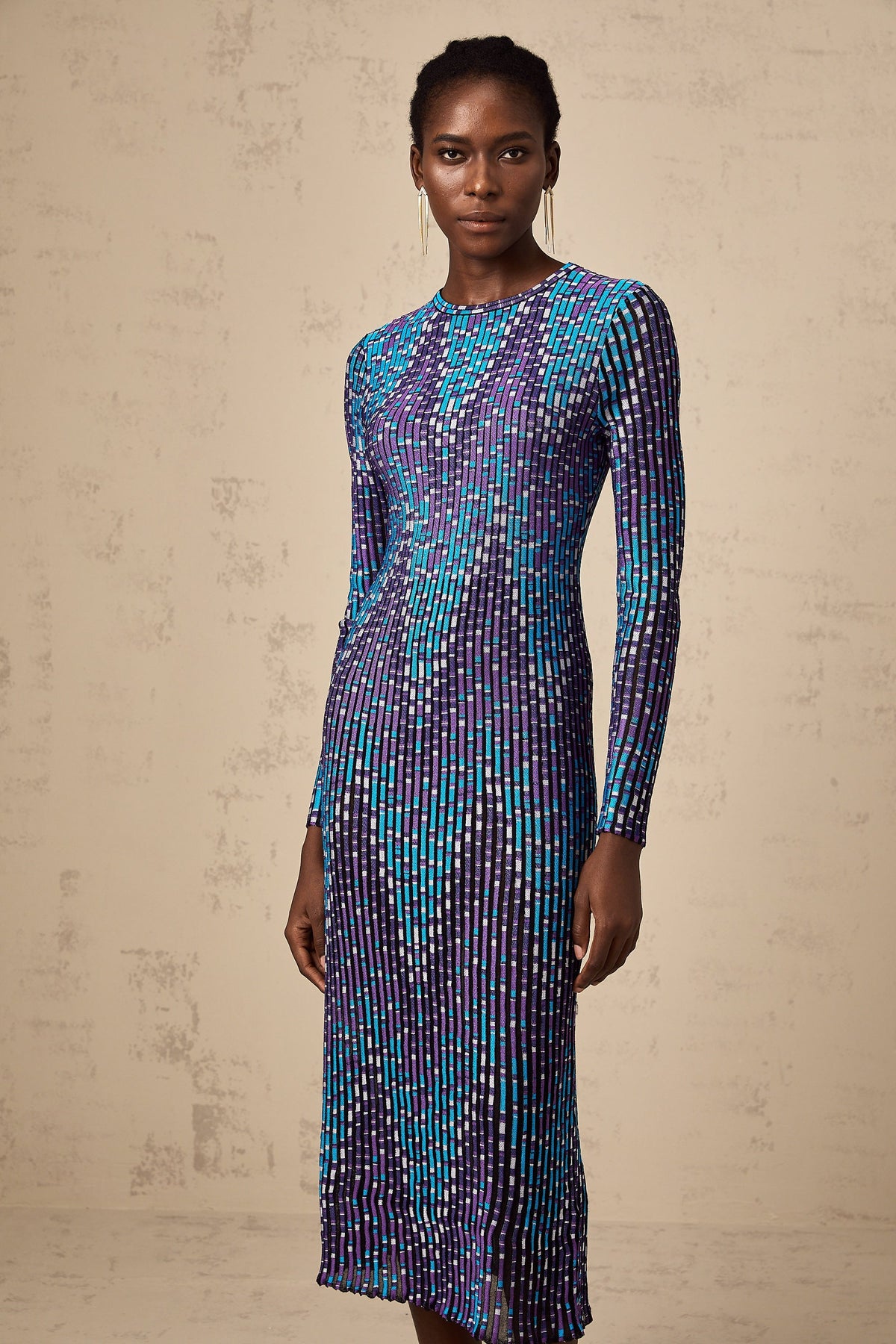 Marie zigzag knitted midi dress