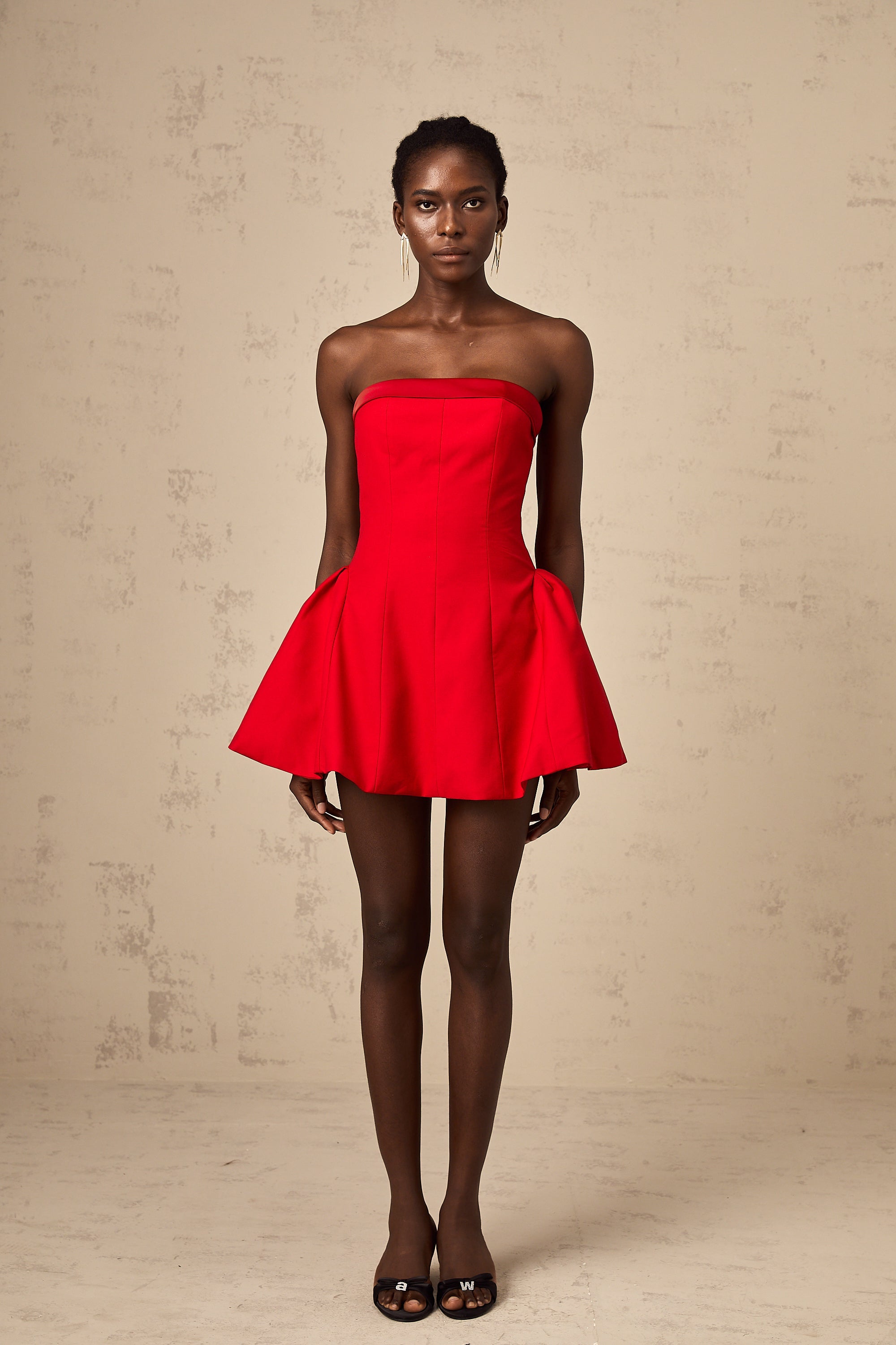 Perrine red off-shoulder flared mini dress (US Only)
