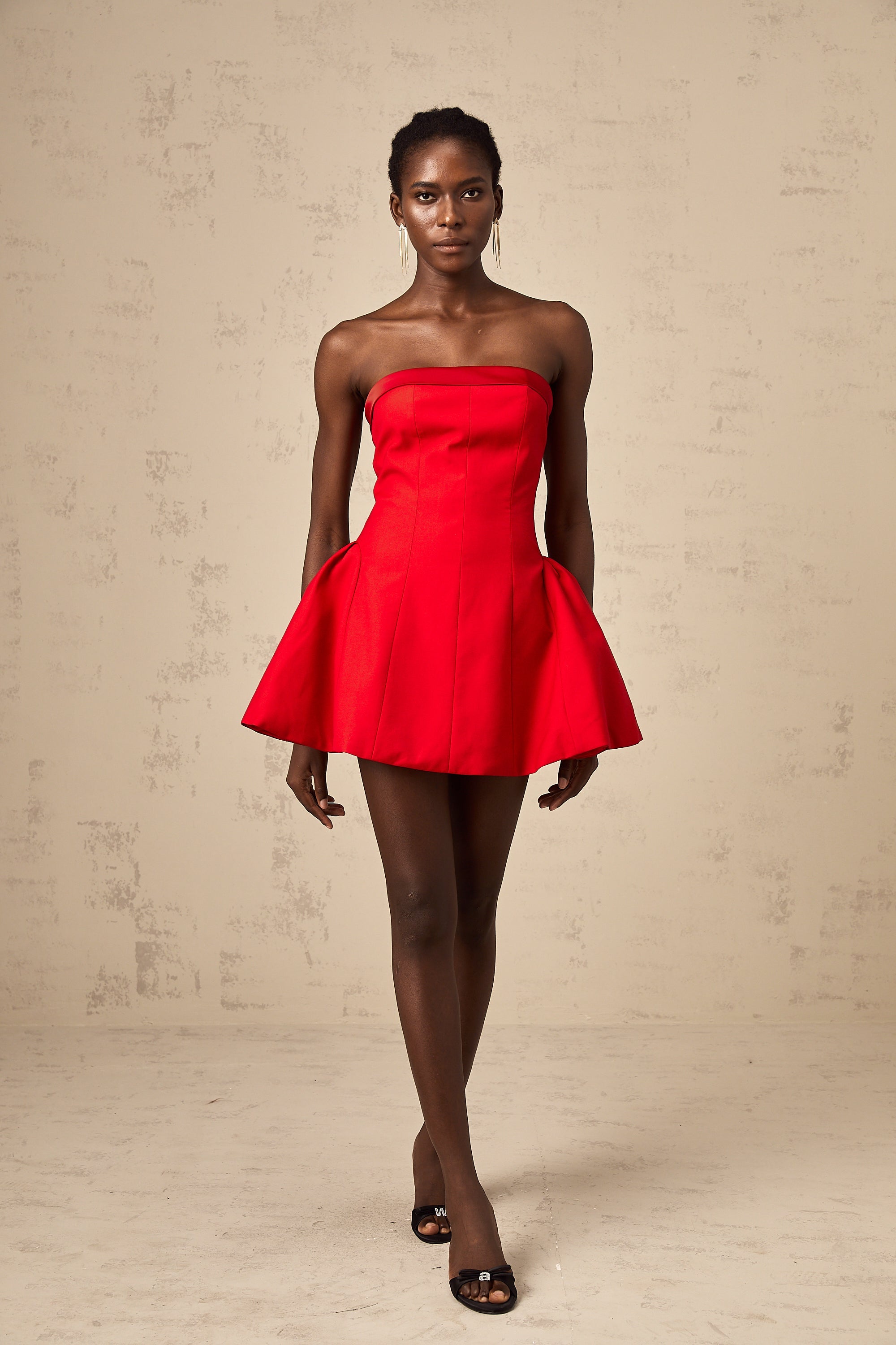 Perrine red off-shoulder flared mini dress (US Only)
