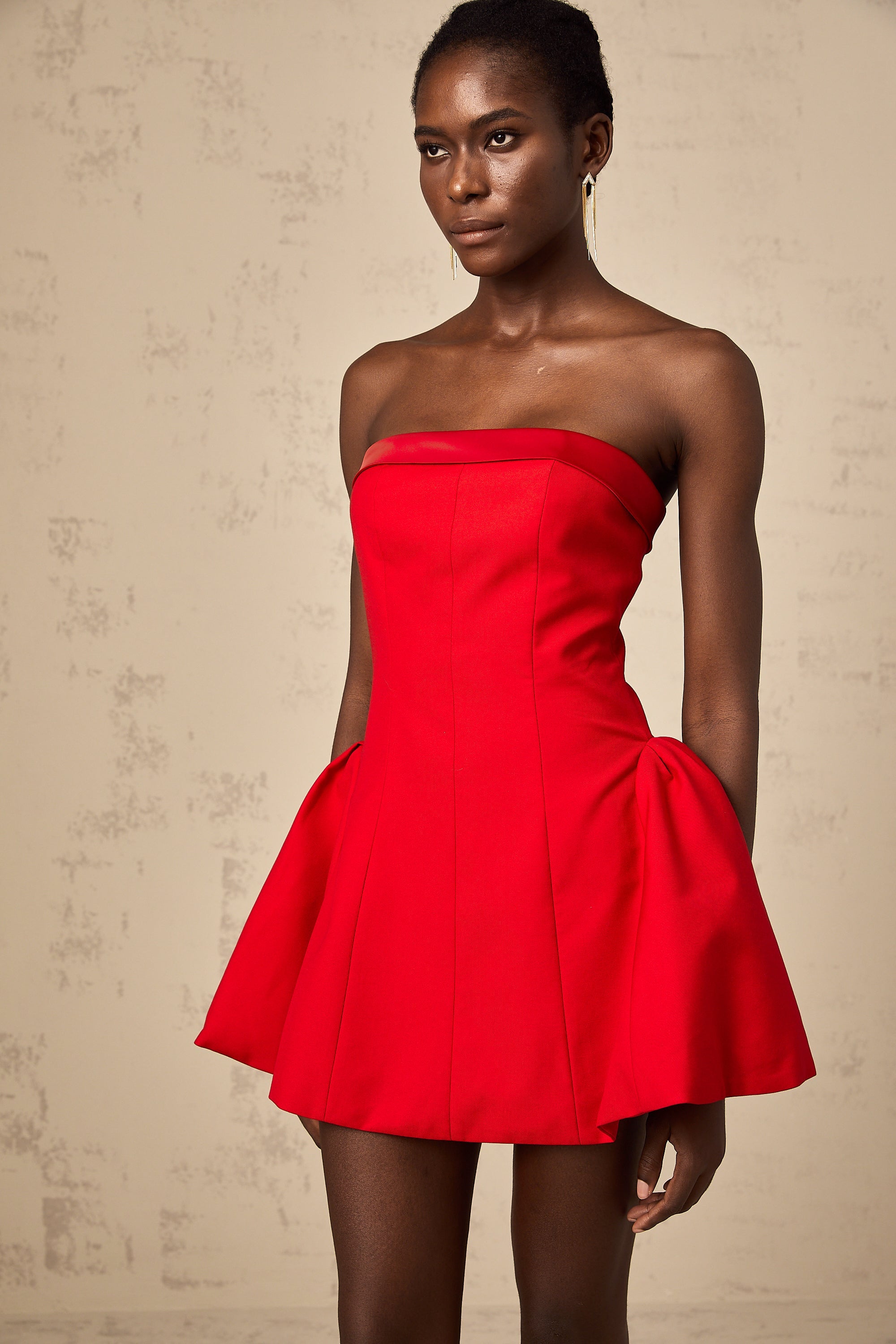 Perrine red off-shoulder flared mini dress (US Only)