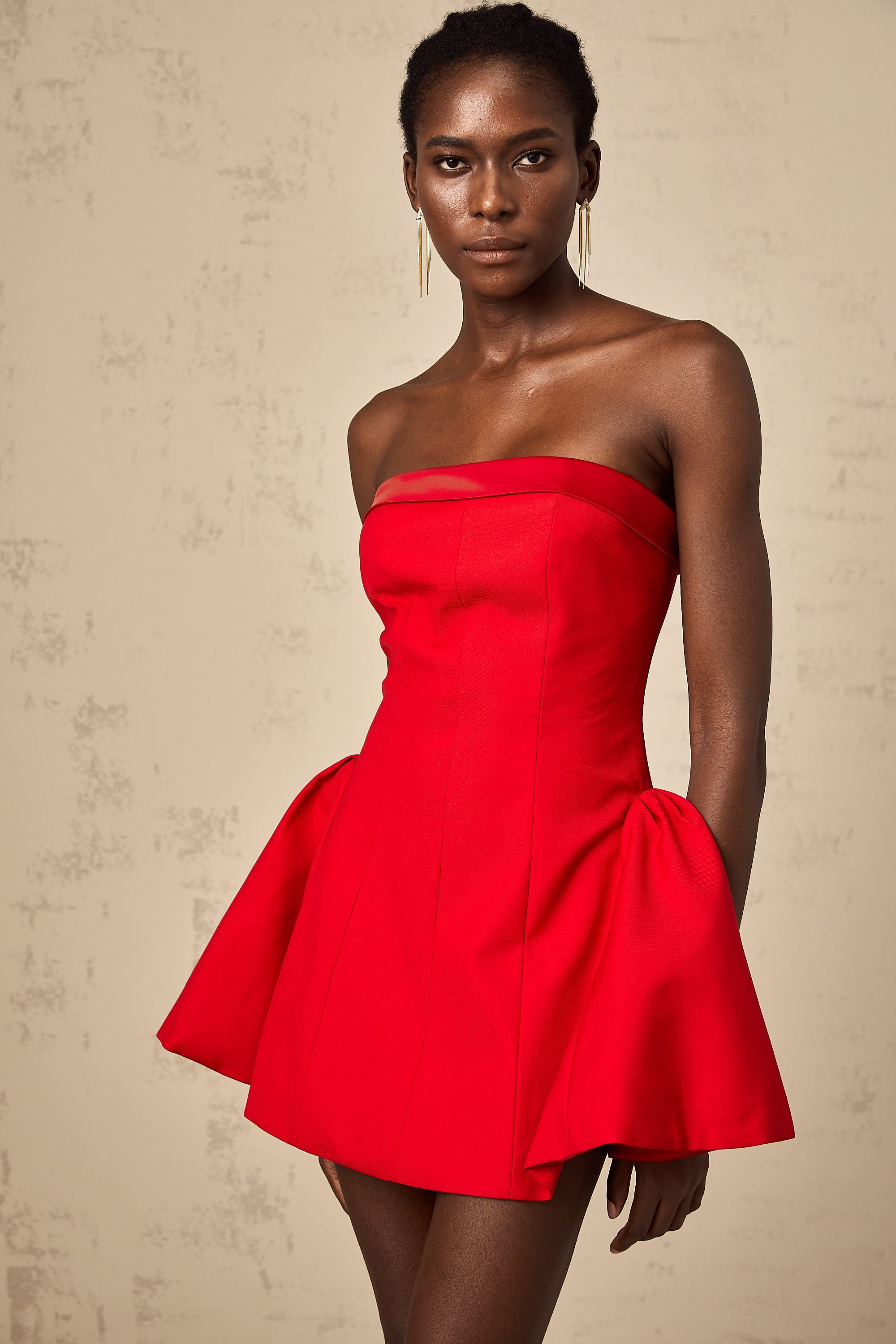 Perrine red off-shoulder flared mini dress (US Only)