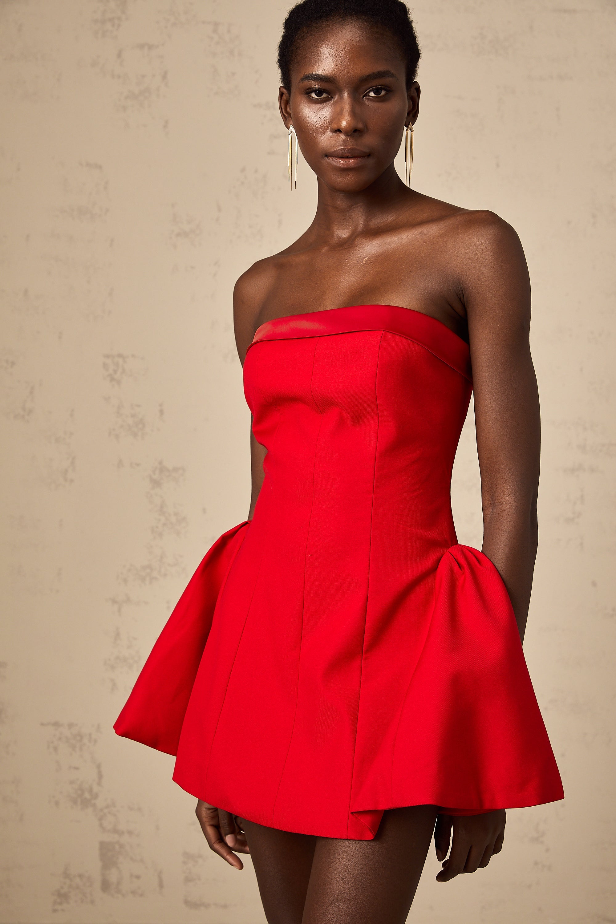 Perrine red off-shoulder flared mini dress (US Only)