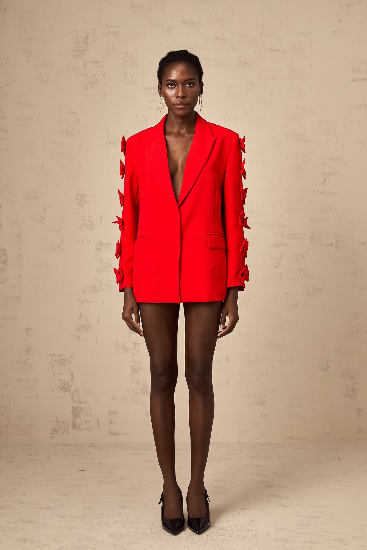 Bella red bowknot cut-out blazer (Final Sale-US Only)