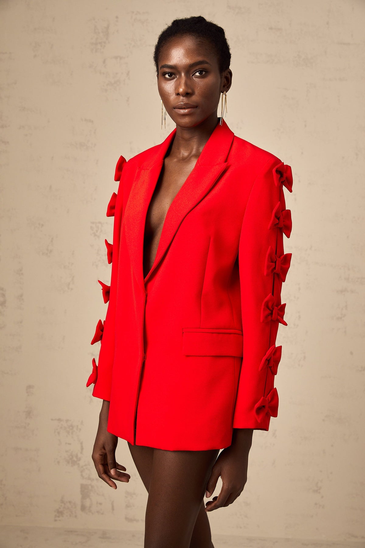 Bella red bowknot cut-out blazer (Final Sale-US Only)