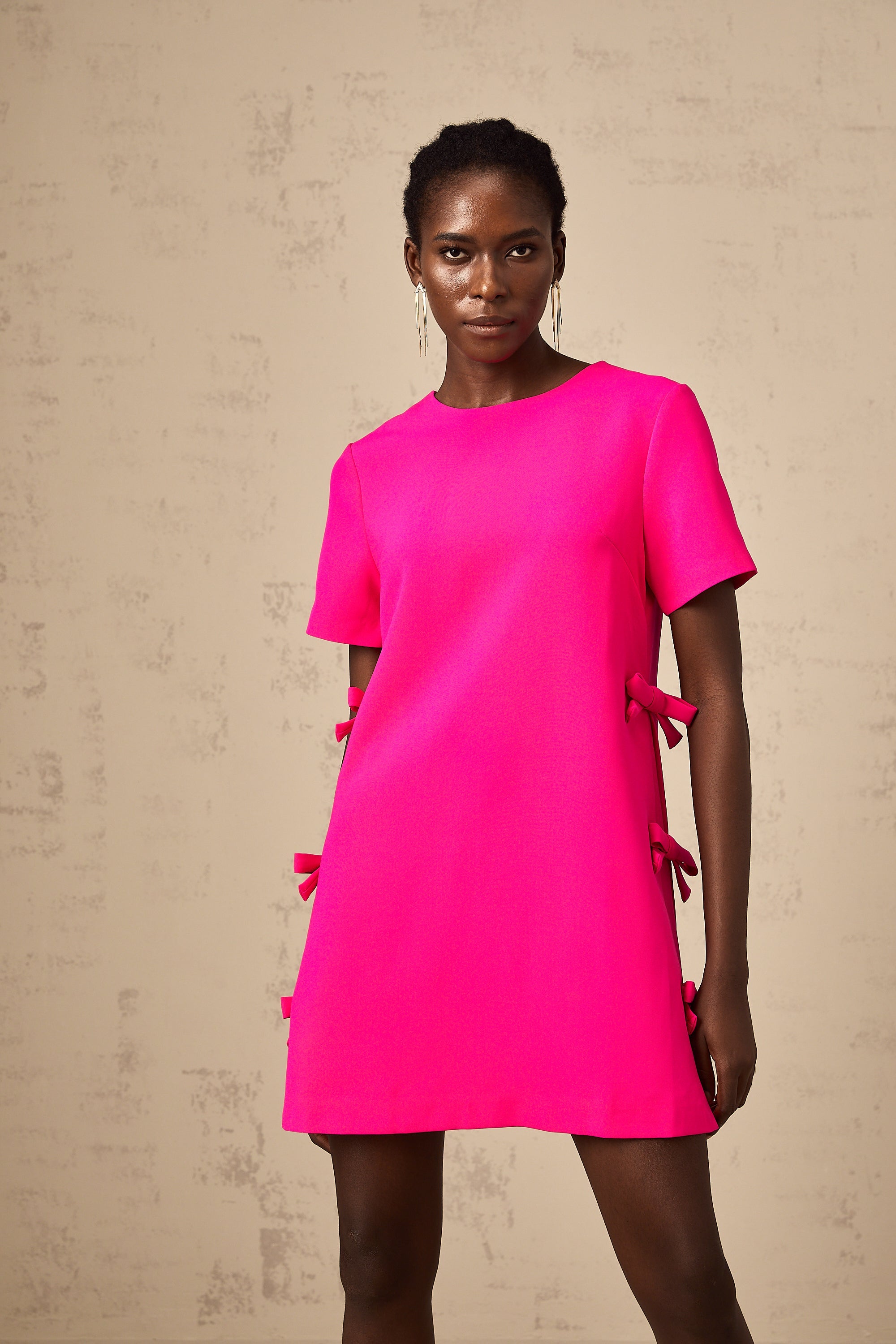 Chanelle pink bow-detail mini dress (Final Sale-US Only)