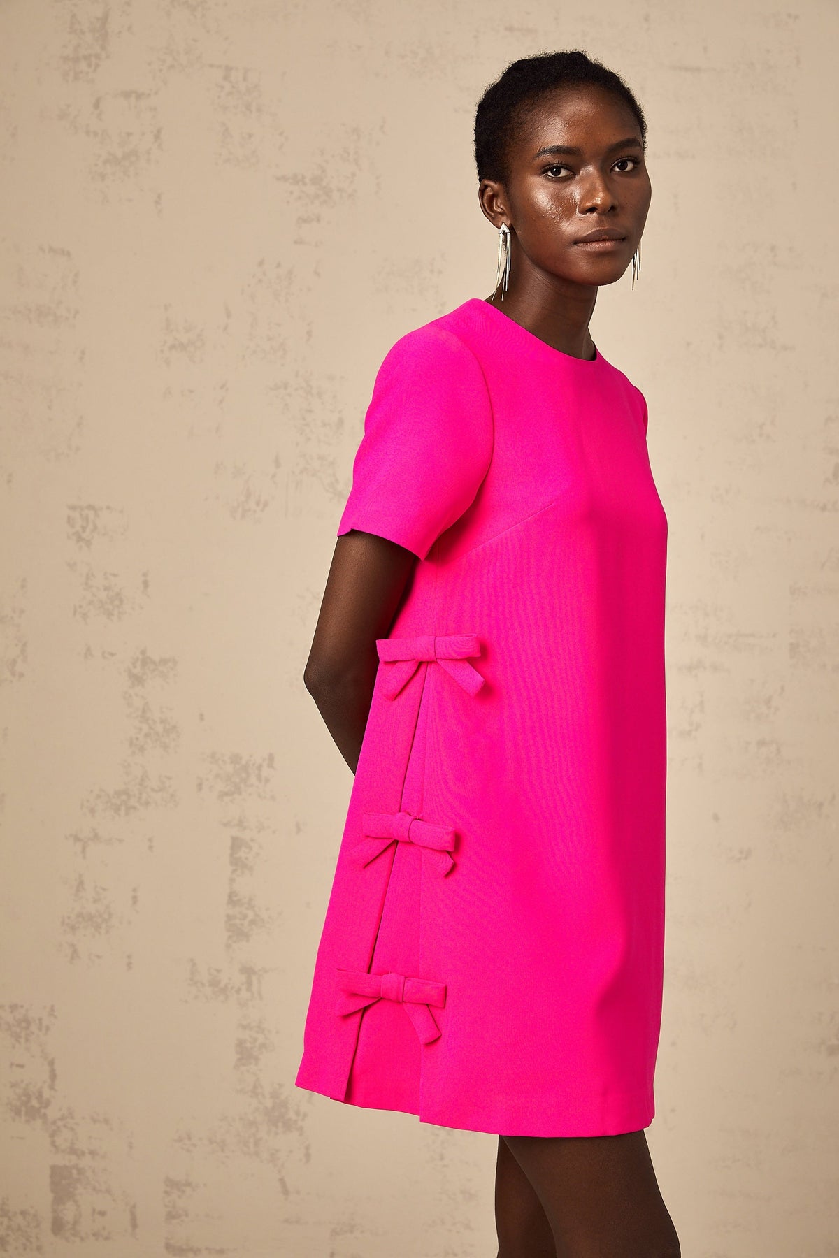 Chanelle pink bow-detail mini dress (Final Sale-US Only)