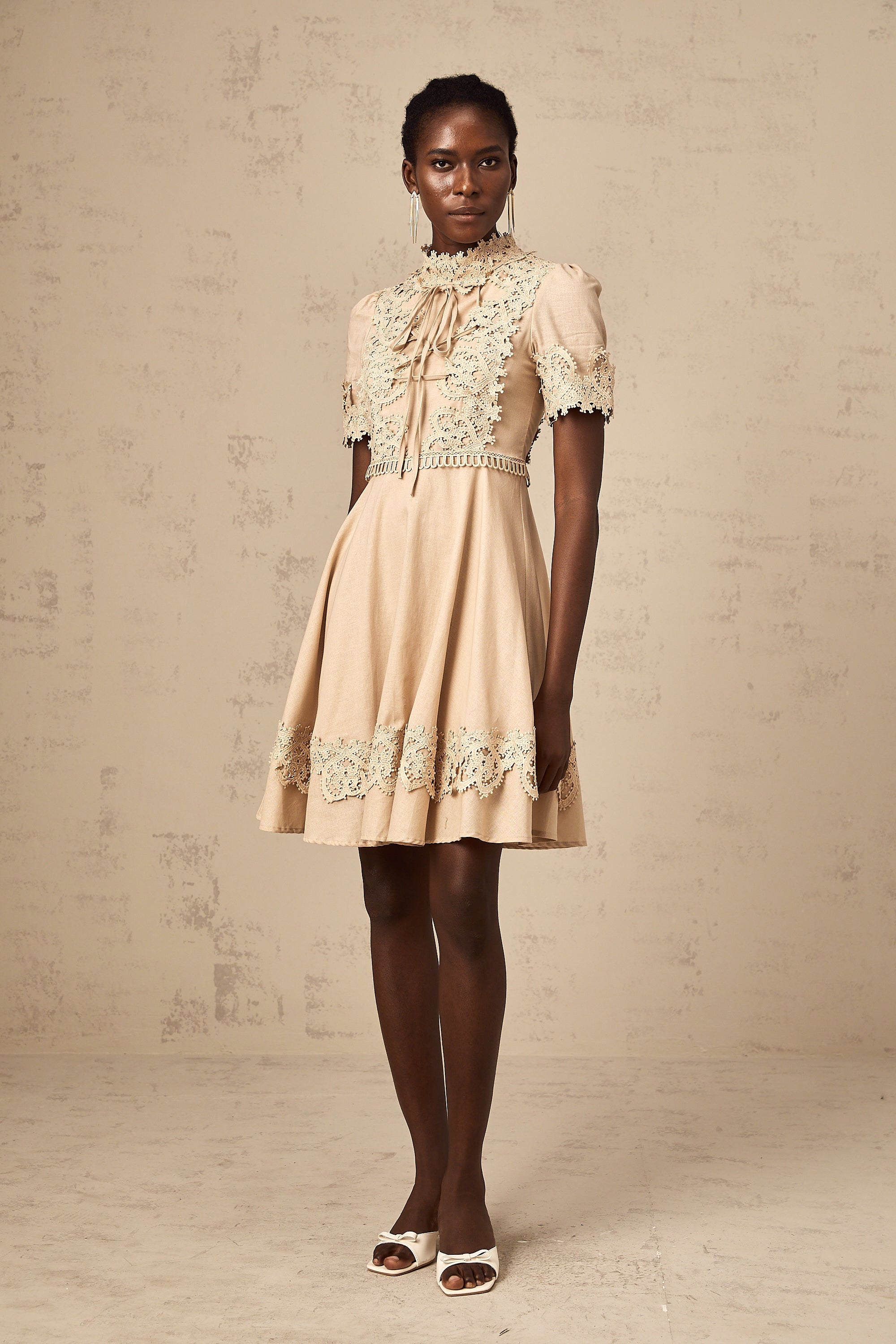 Axelle corded-lace flared mini dress