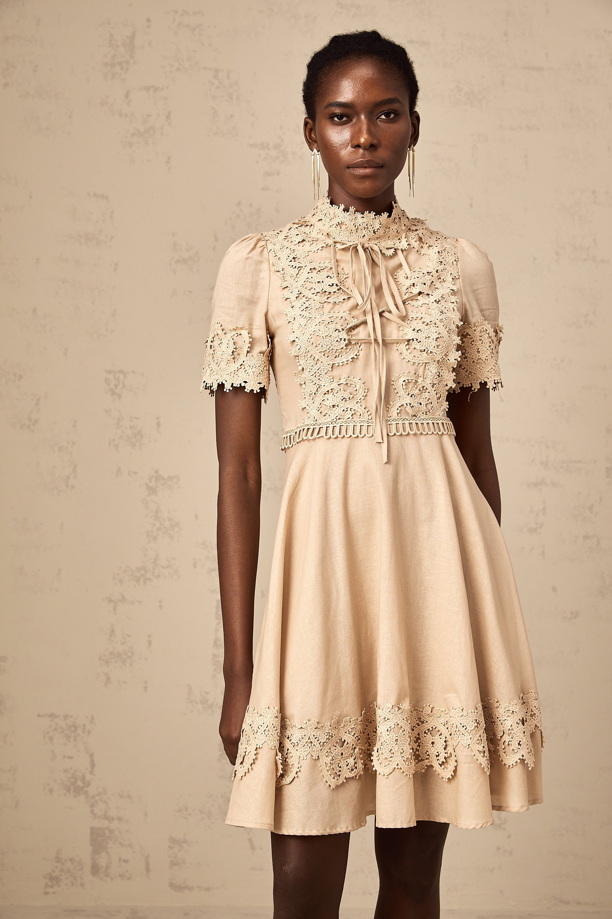 Axelle corded-lace flared mini dress