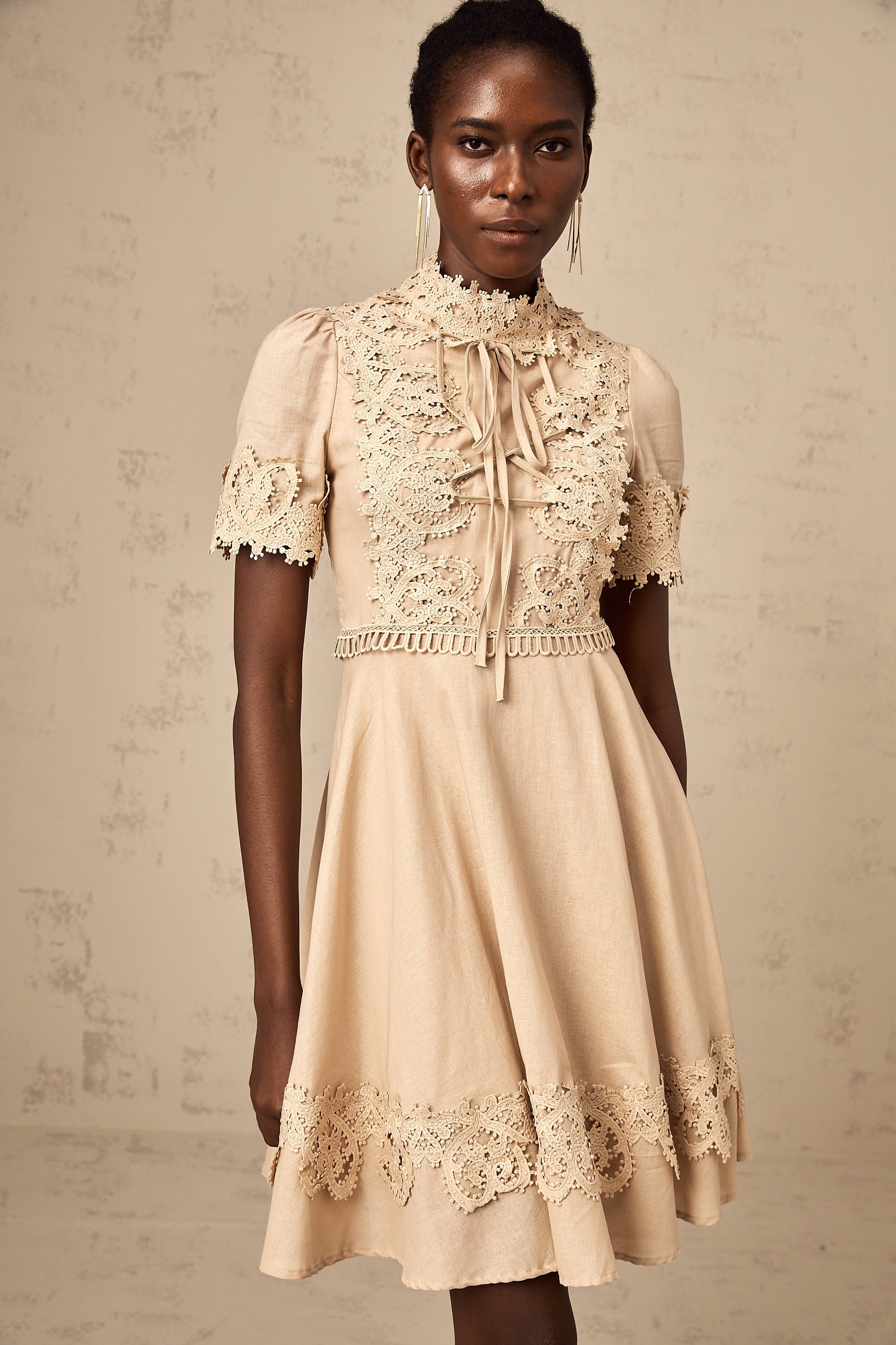 Axelle corded-lace flared mini dress