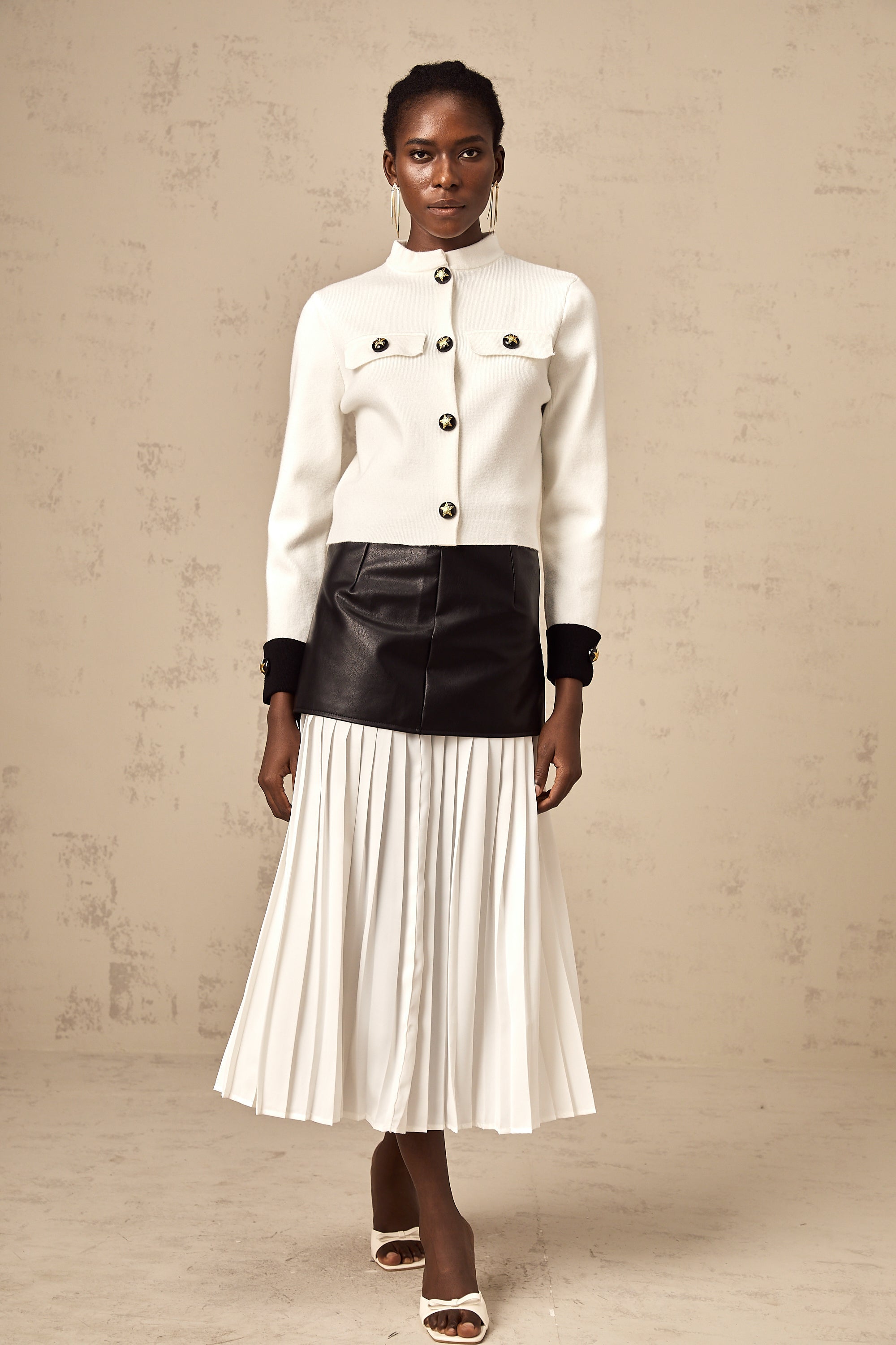 Cyrielle white contrast-color knitted jacket (US Only)