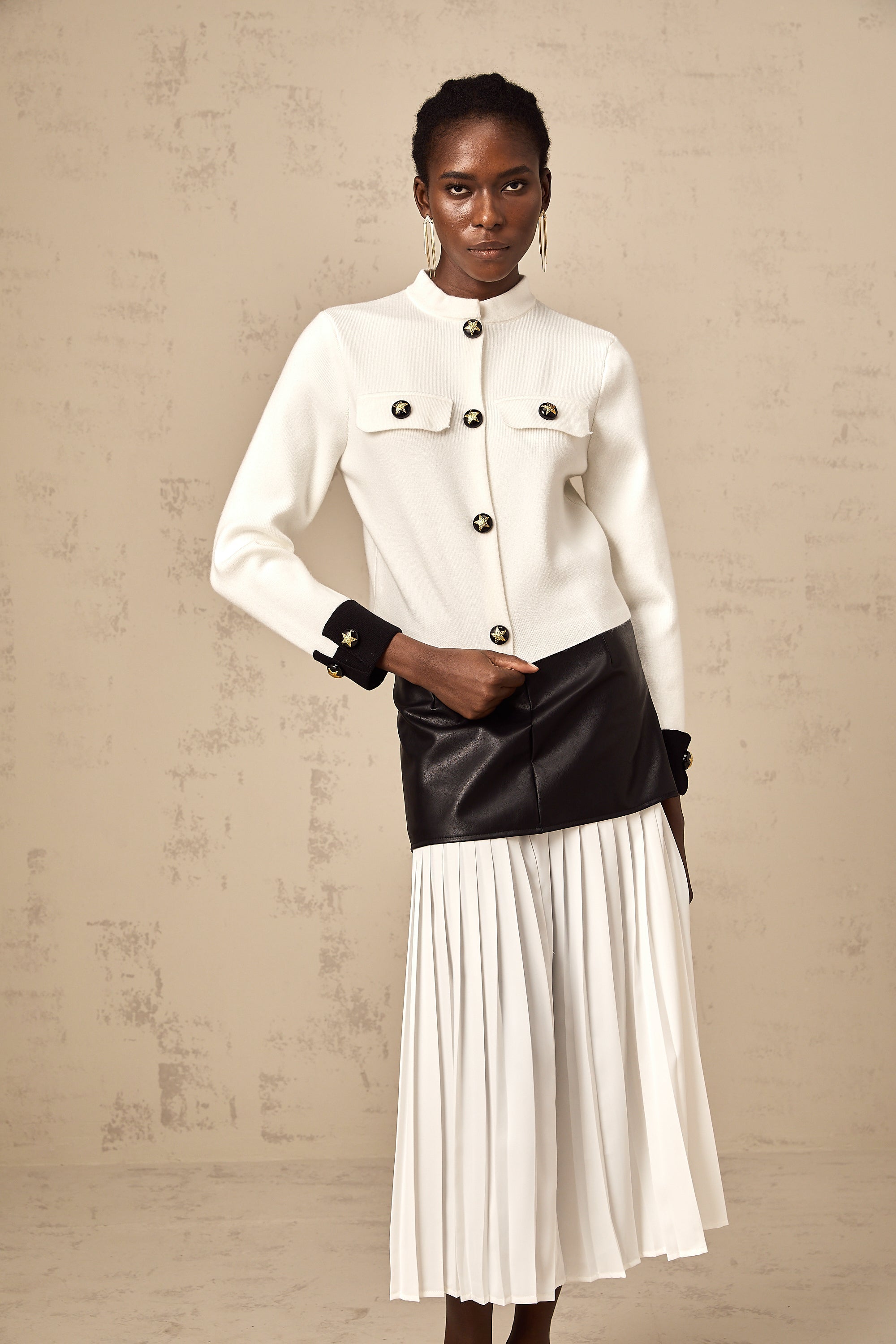 Cyrielle white contrast-color knitted jacket (US Only)