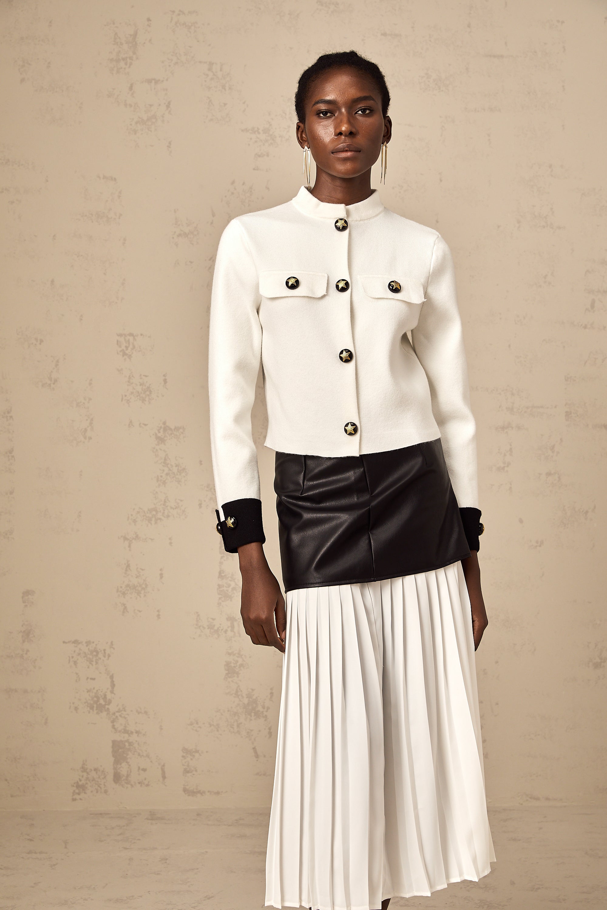 Cyrielle white contrast-color knitted jacket (US Only)