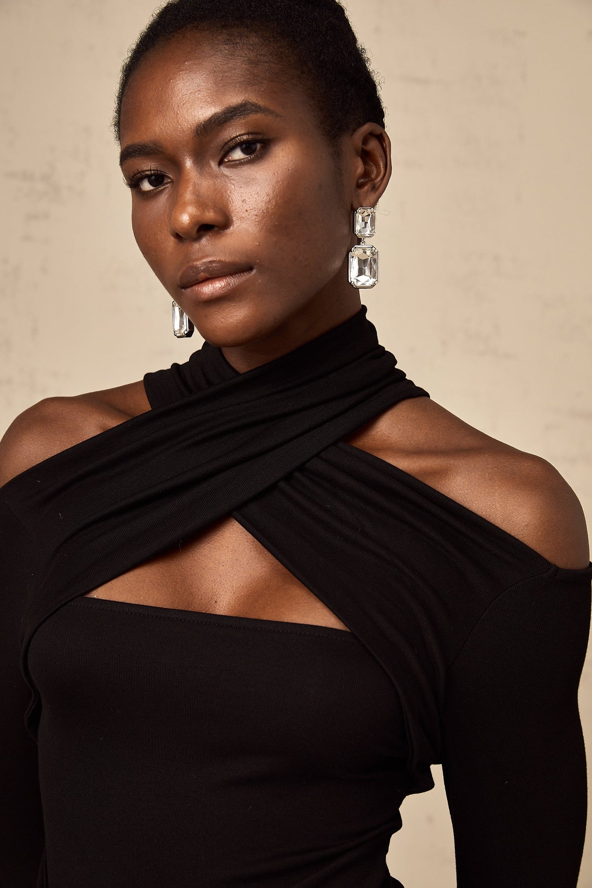Odette black ruched stretch-jersey top (Final Sale)