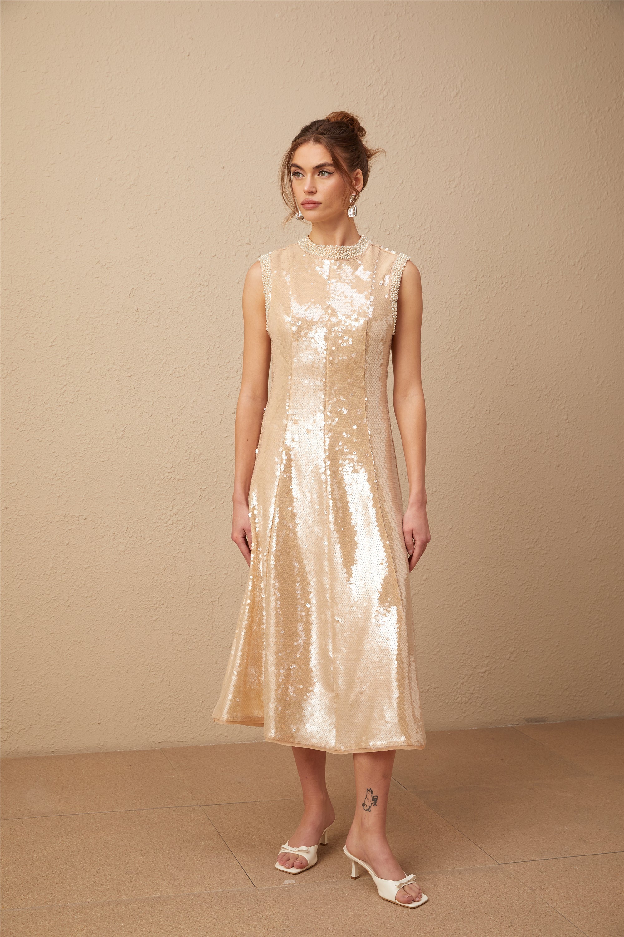 Ornella faux-pearl sequined midi dress (Final Sale-US Only)
