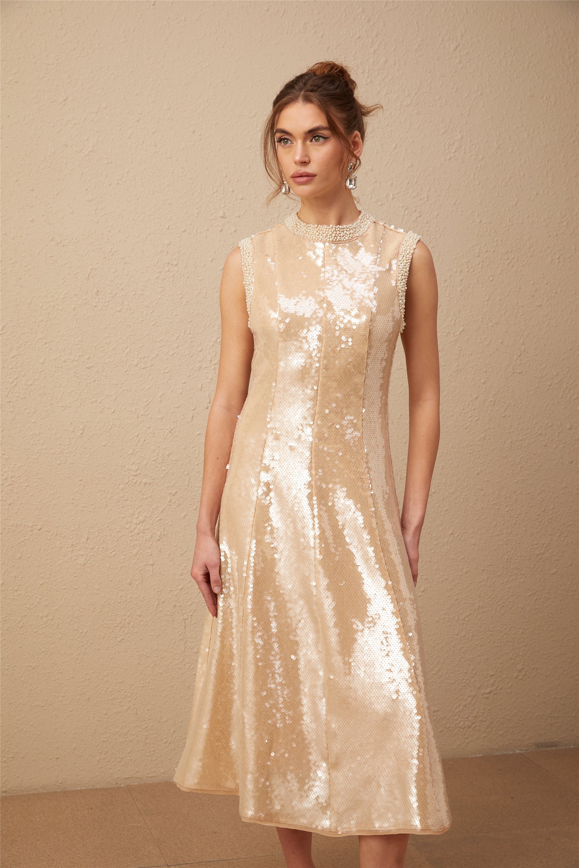 Ornella faux-pearl sequined midi dress (Final Sale-US Only)
