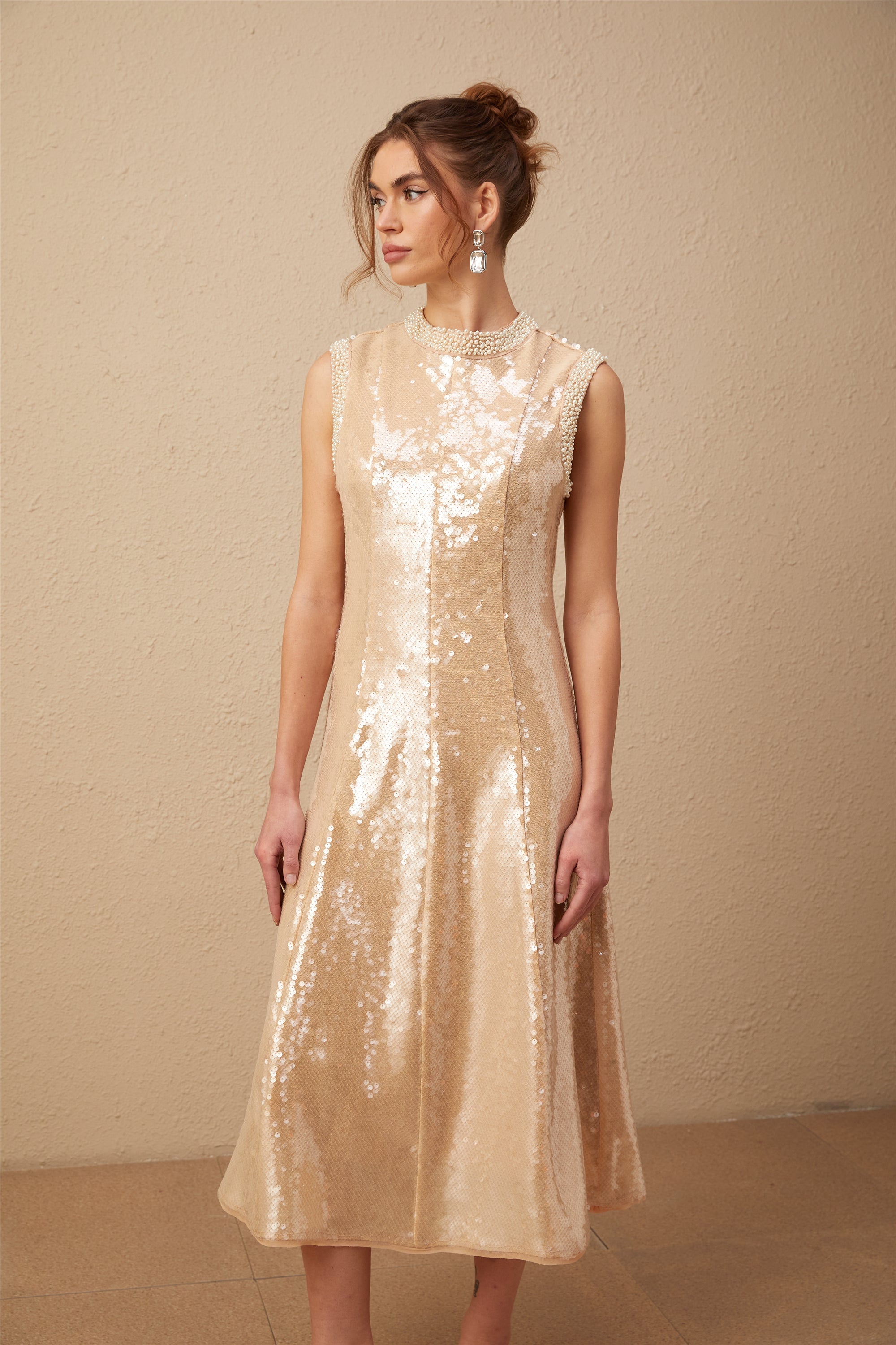 Ornella faux-pearl sequined midi dress (Final Sale-US Only)