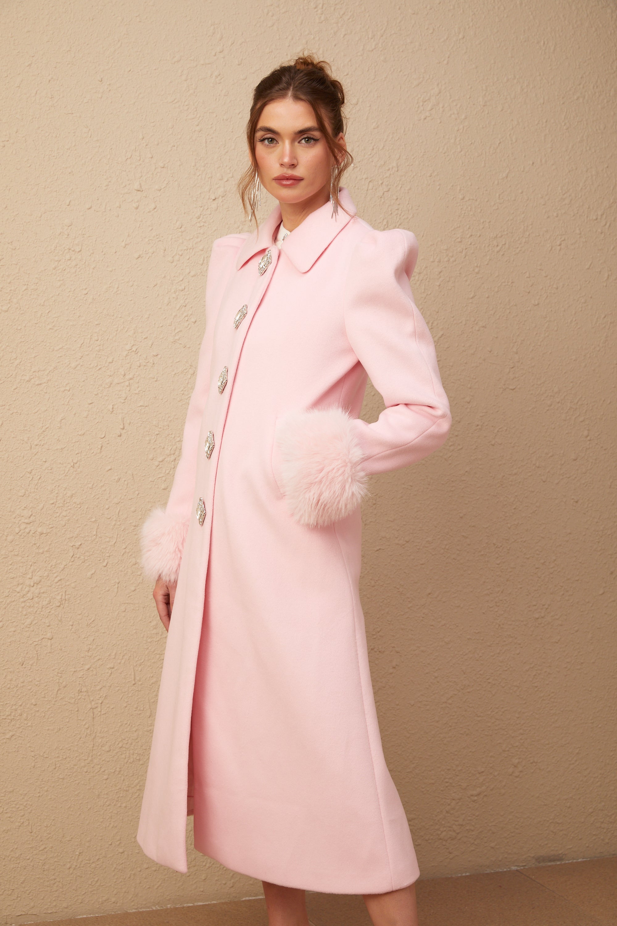 Louisette pink faux-fur overcoat (Final Sale-US Only)