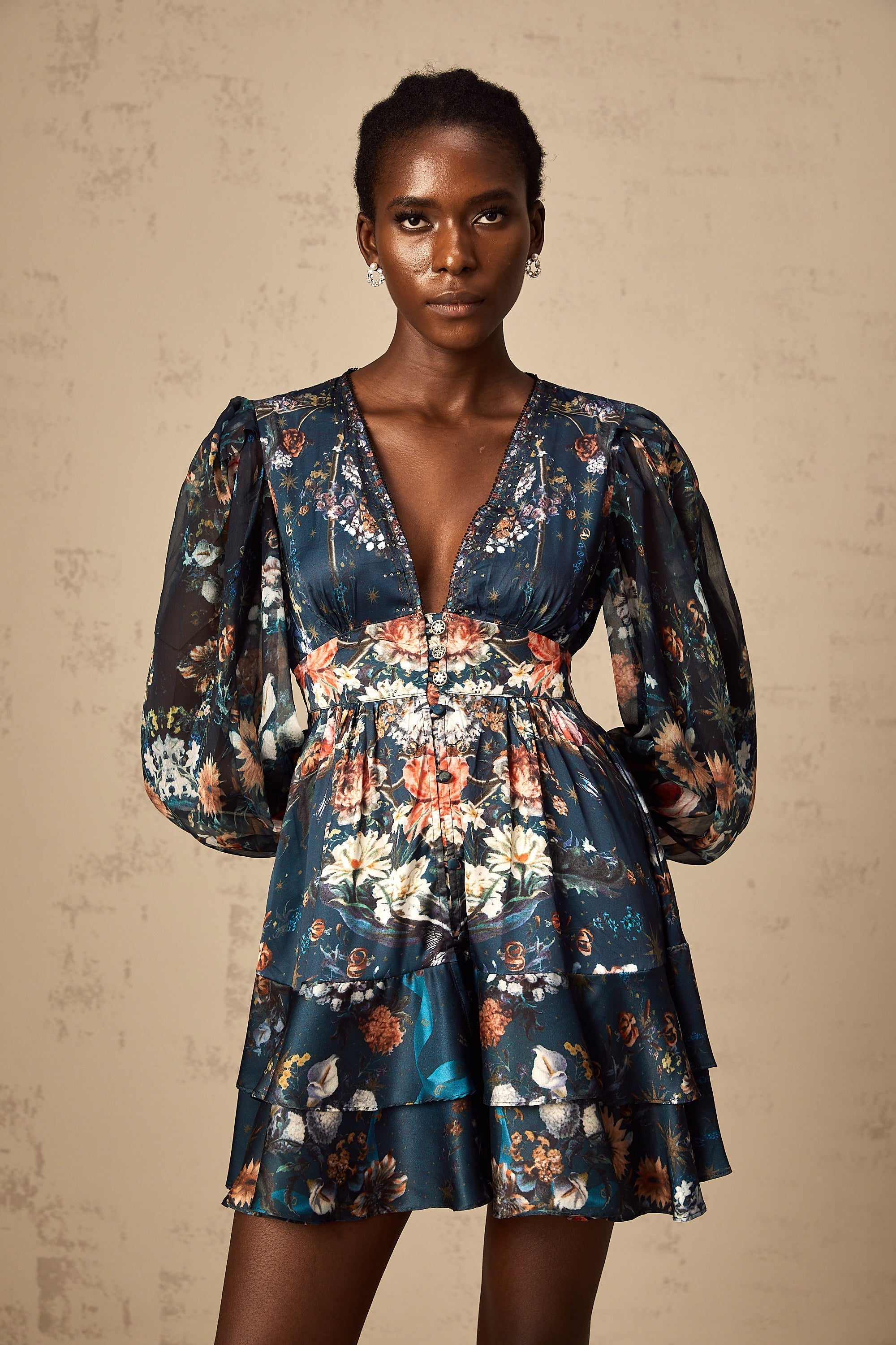 Candice blue graphic-print embellished mini dress (Final Sale-US Only)