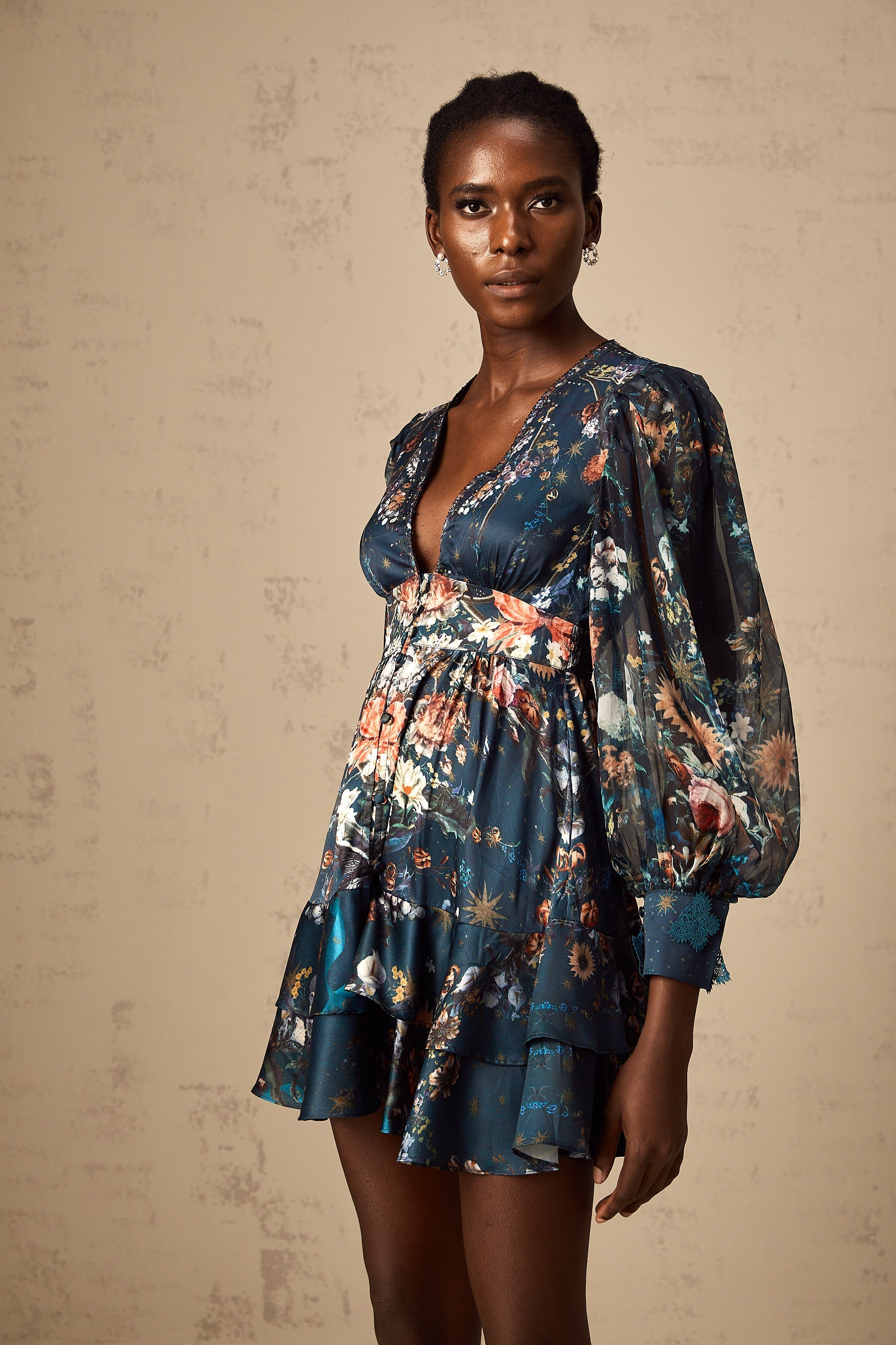 Candice blue graphic-print embellished mini dress (Final Sale-US Only)