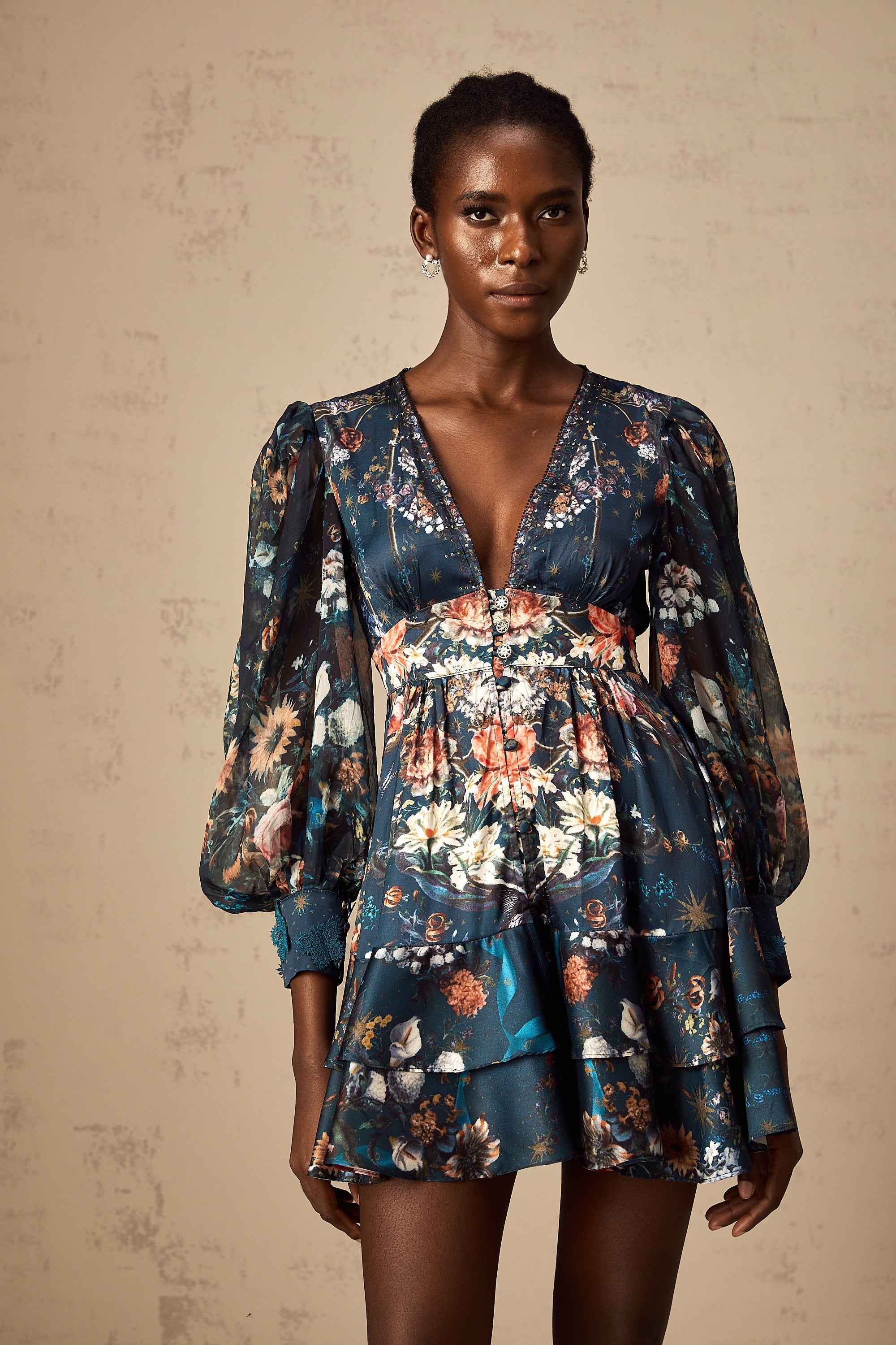 Candice blue graphic-print embellished mini dress (Final Sale-US Only)