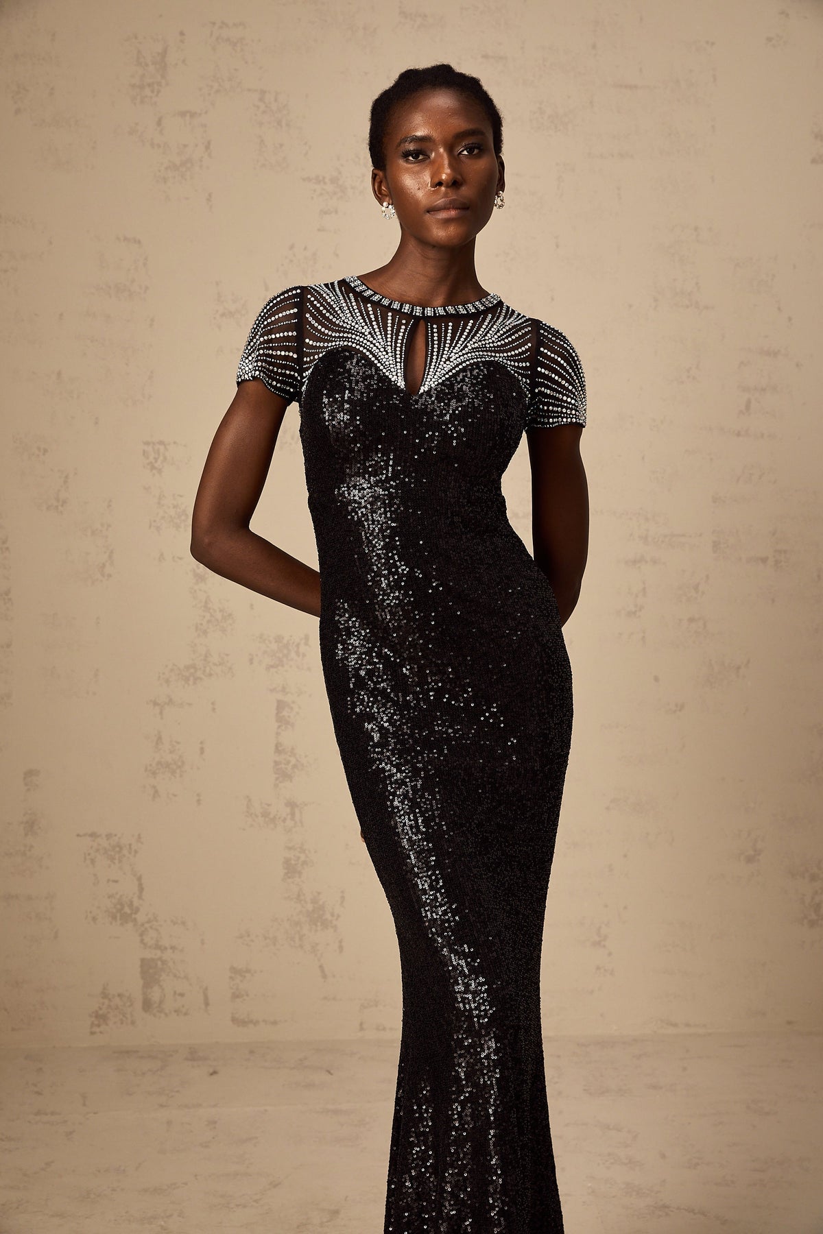Blair black sequined cut-out maxi dress