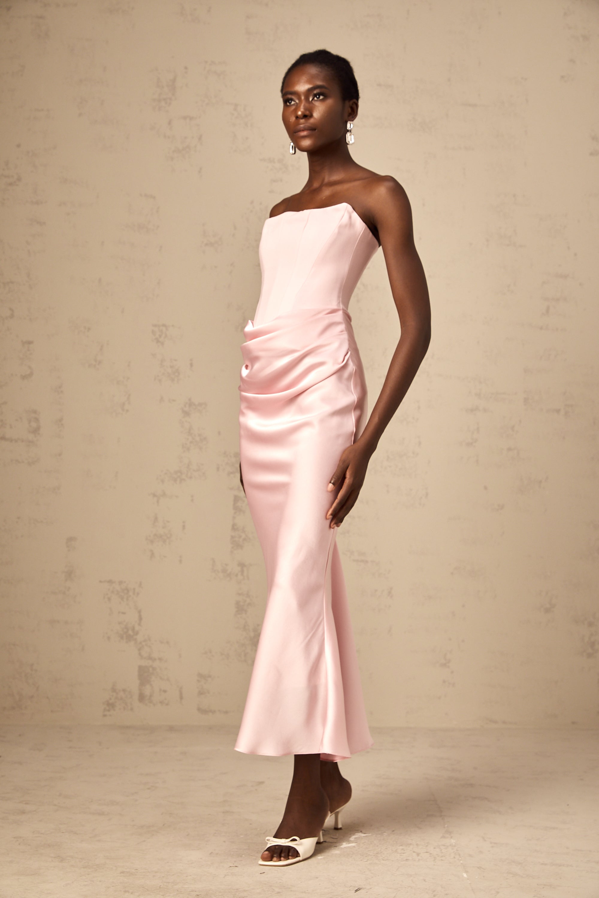 Aurore Pink Off-Shoulder Maxi Dress(Final Sale)