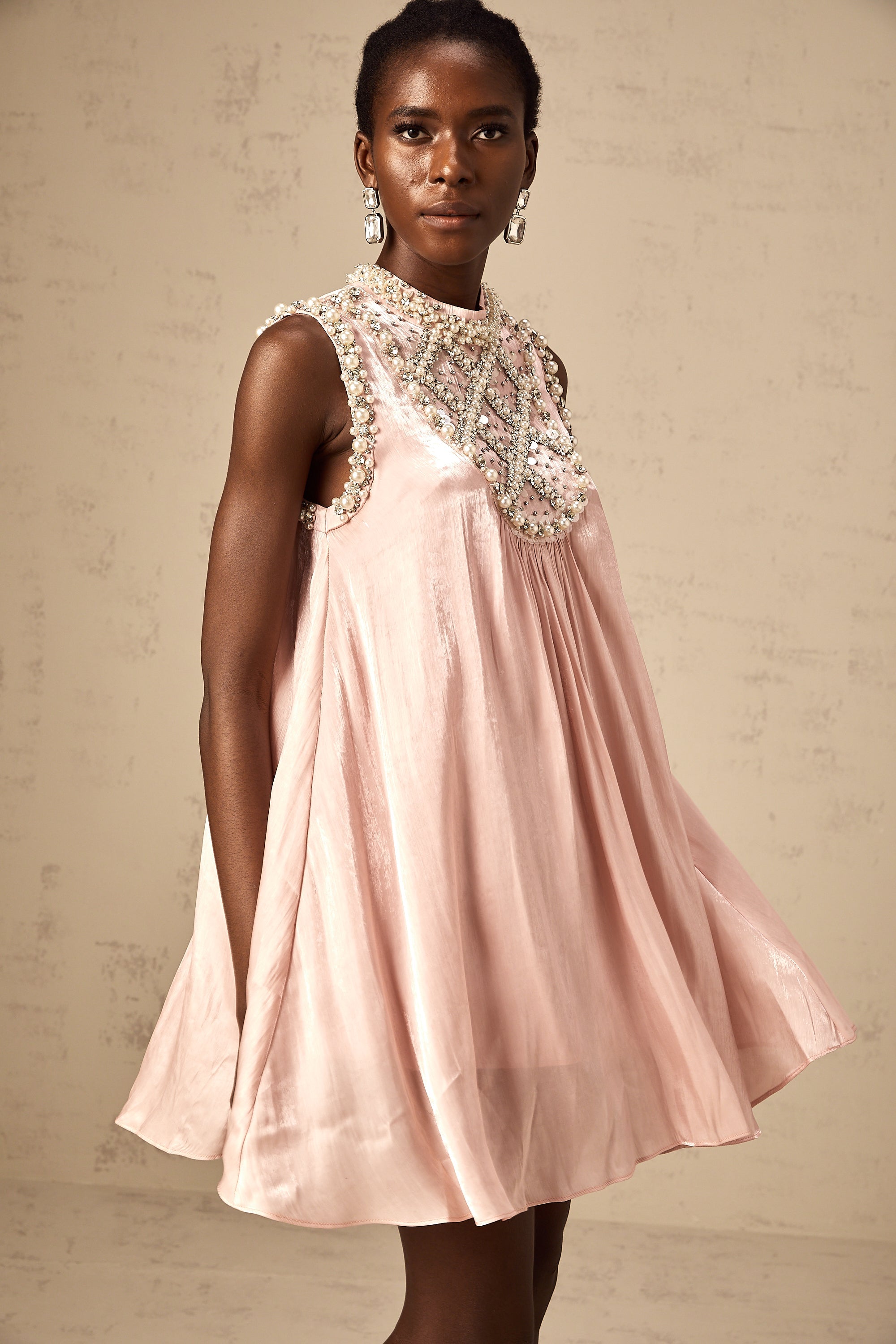Helena pink embellished pleated mini dress (Final Sale-US Only)