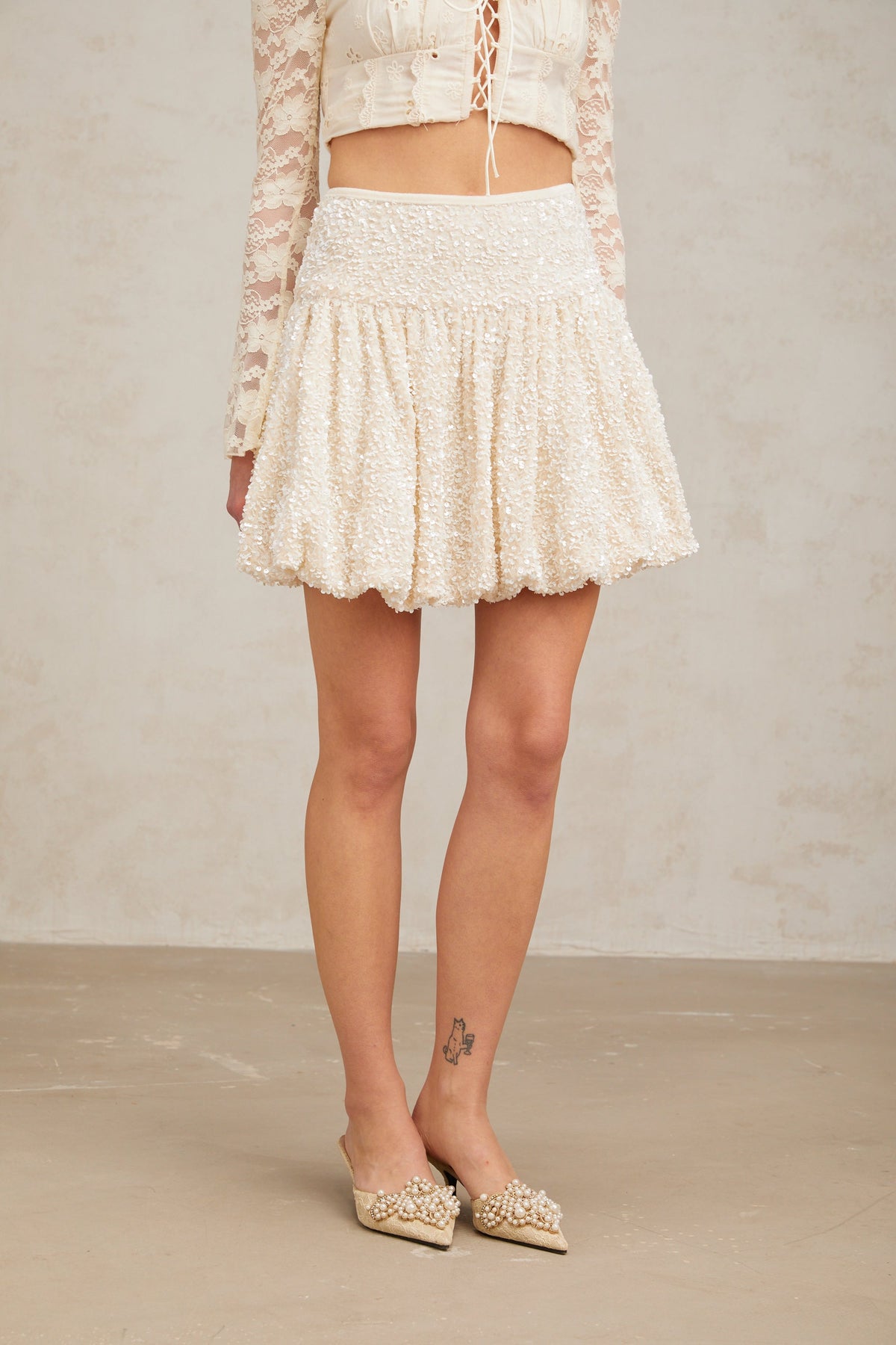 Tiphaine pleated sequined mini skirt