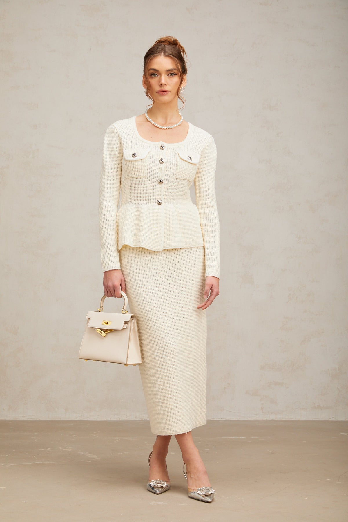 Manon white knitted top & skirt matching set (Final Sale-US Only)