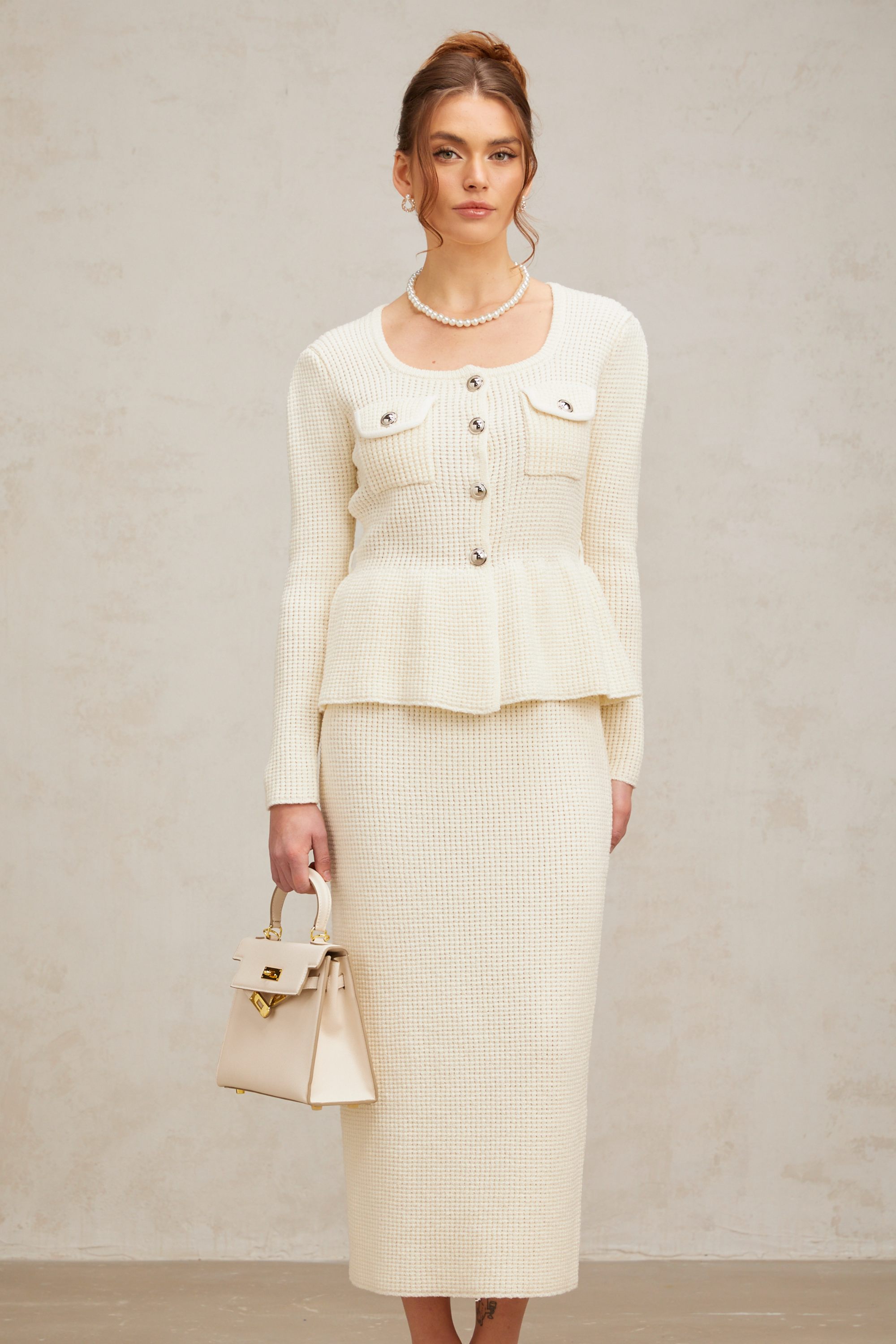 Manon white knitted top & skirt matching set (Final Sale-US Only)