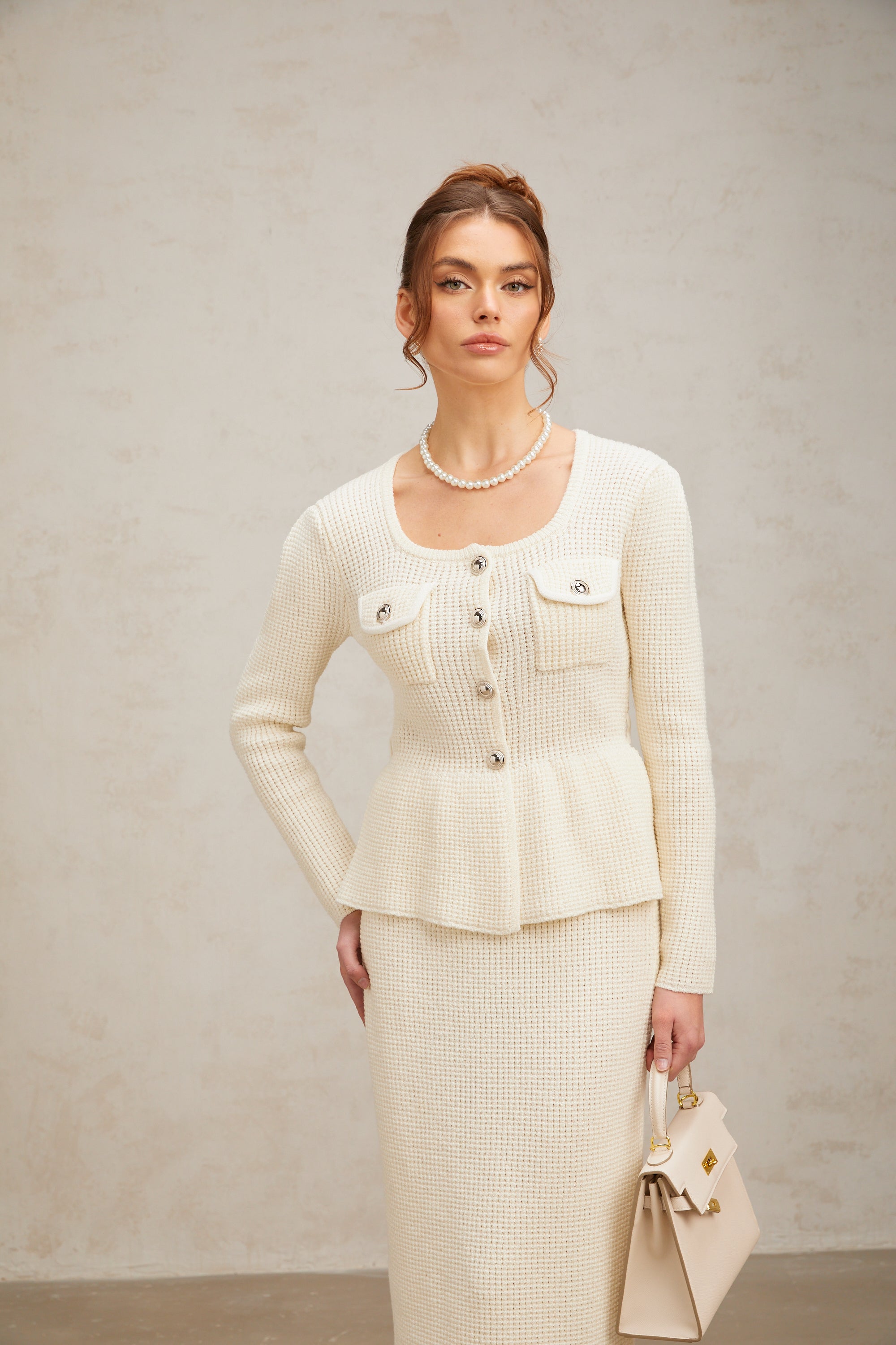 Manon white knitted top & skirt matching set (Final Sale-US Only)