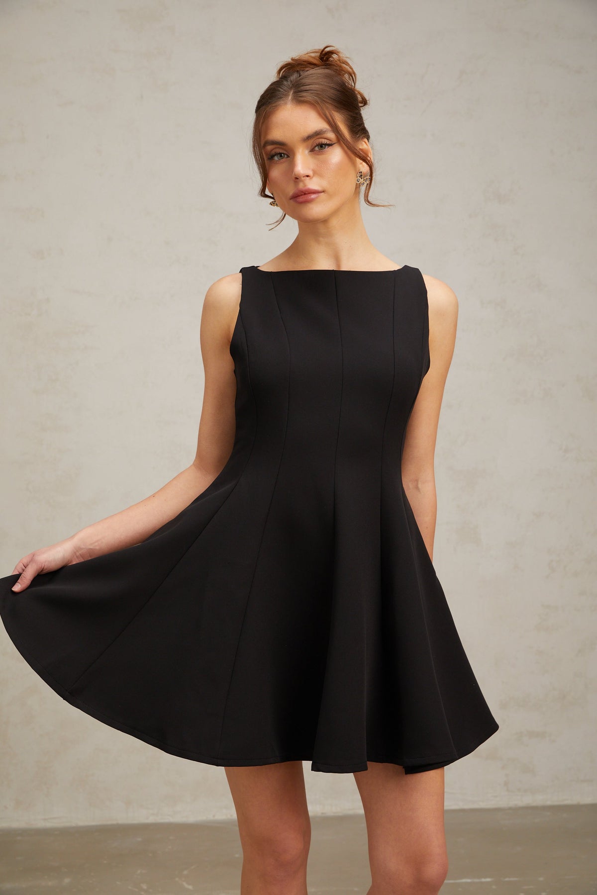 Martina black flared sleeveless mini dress (Final Sale-US Only)