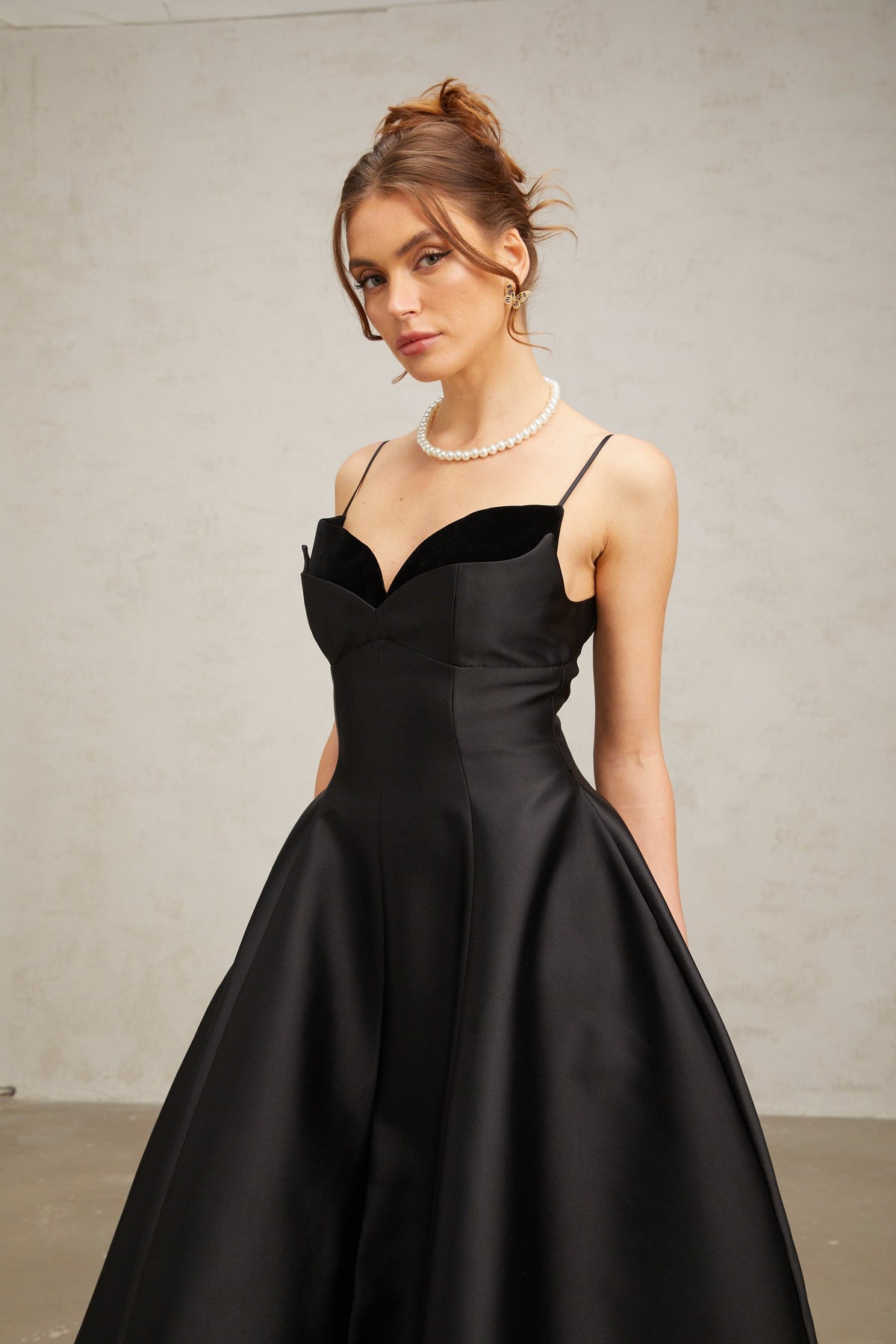 Roxane black pleated flared midi dress (Final Sale-US Only)