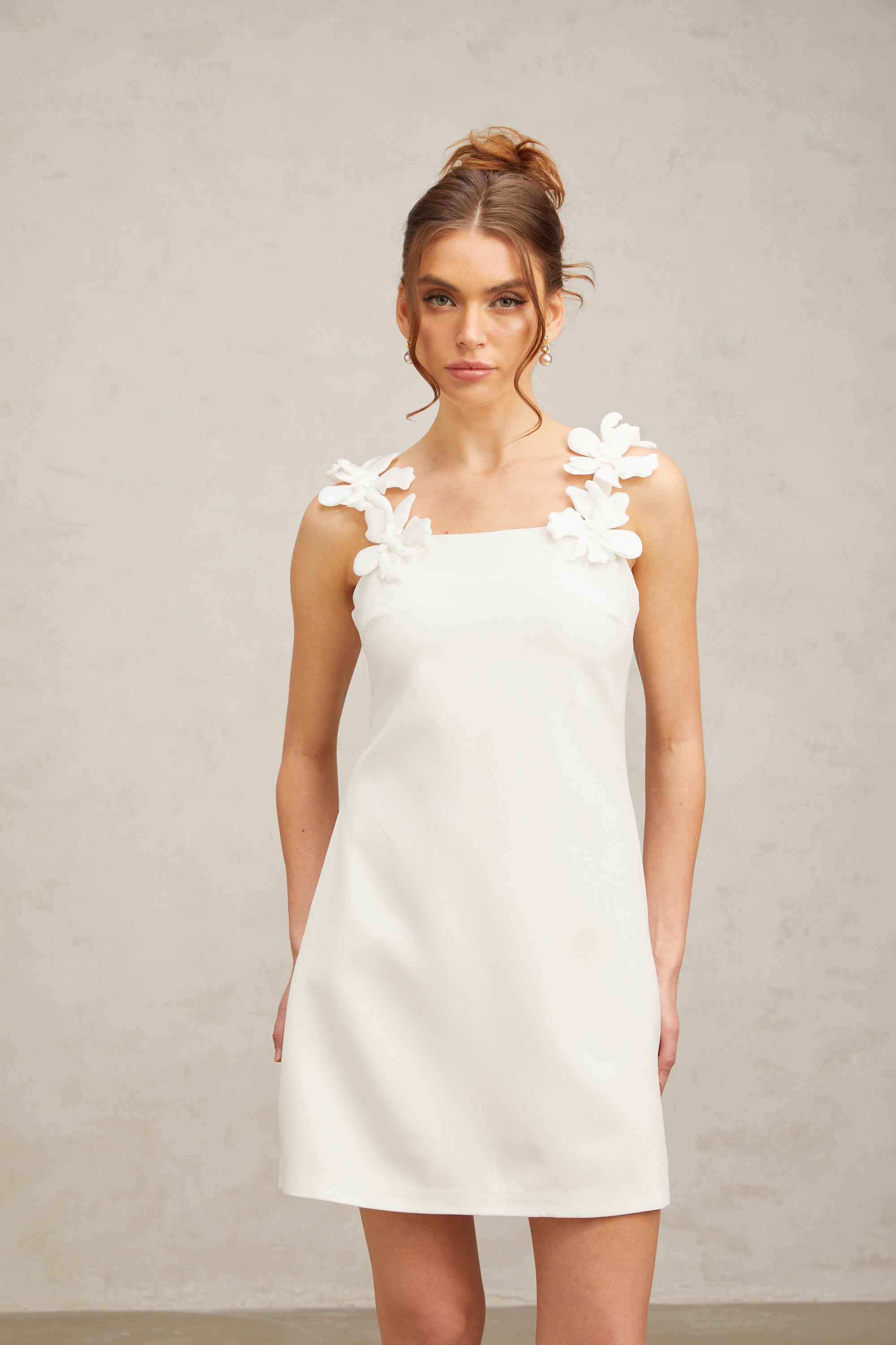 Clémence white faux-flower mini dress (Final Sale-US Only)