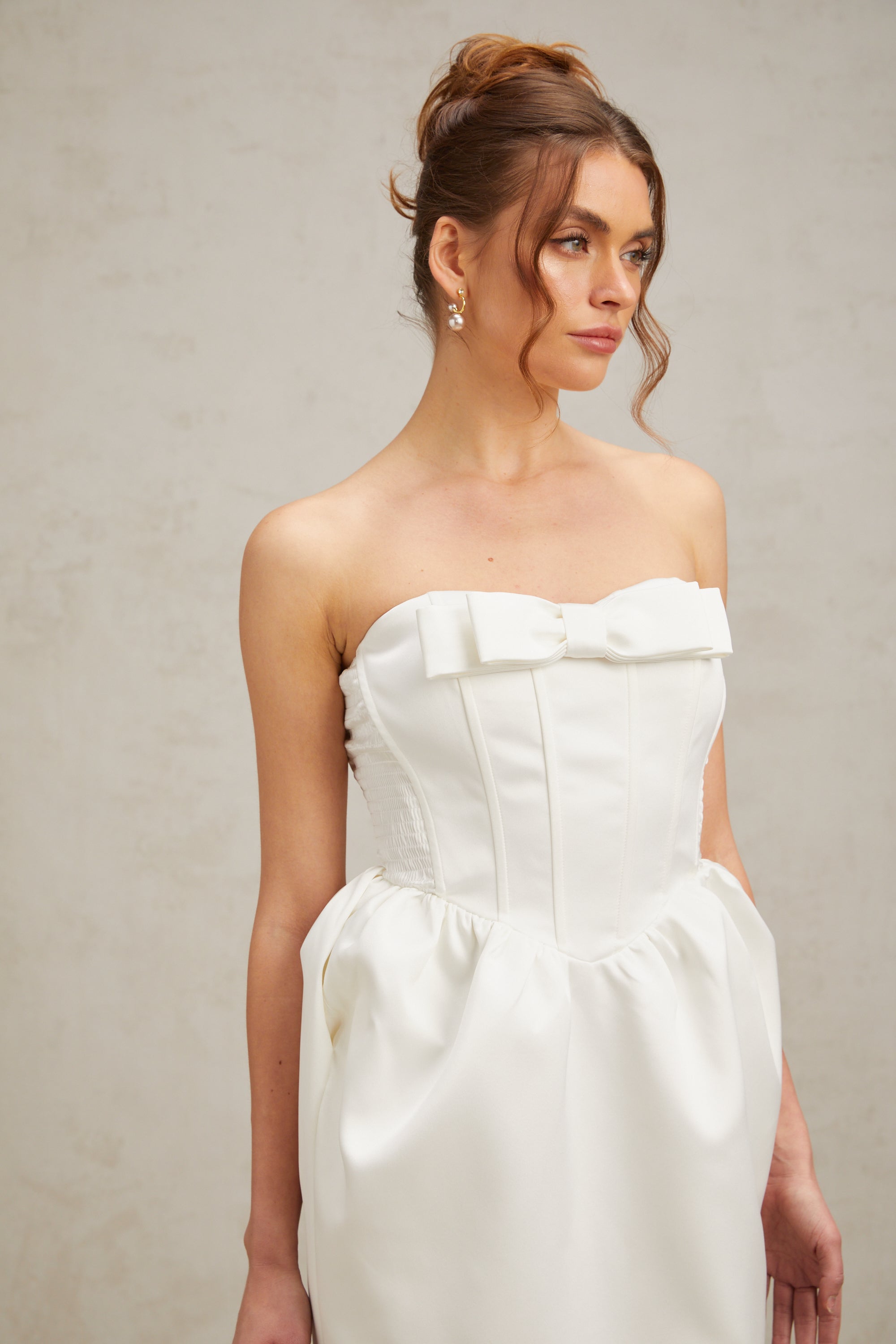 Sylvie bowknot satin maxi dress in White