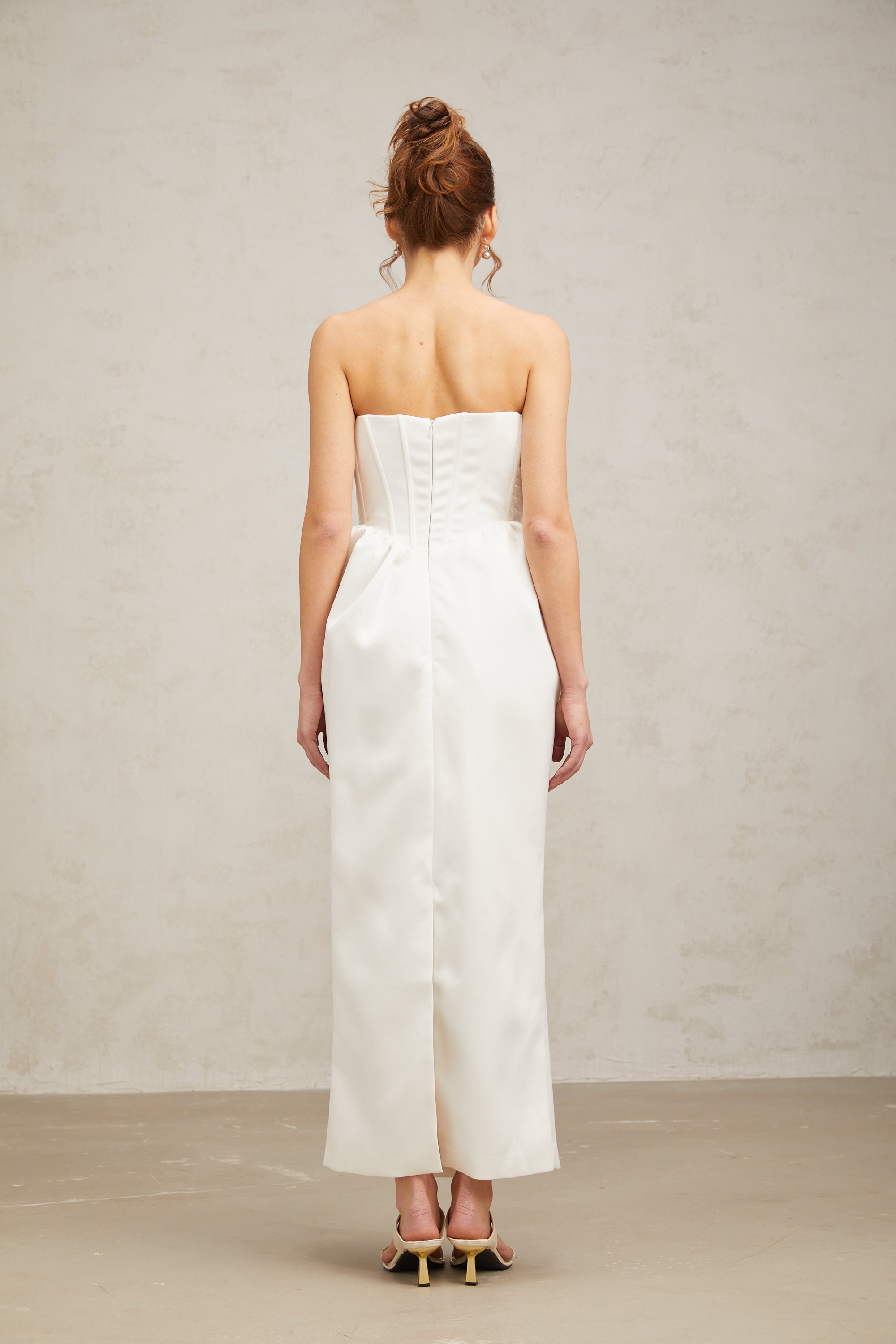 Sylvie bowknot satin maxi dress in White