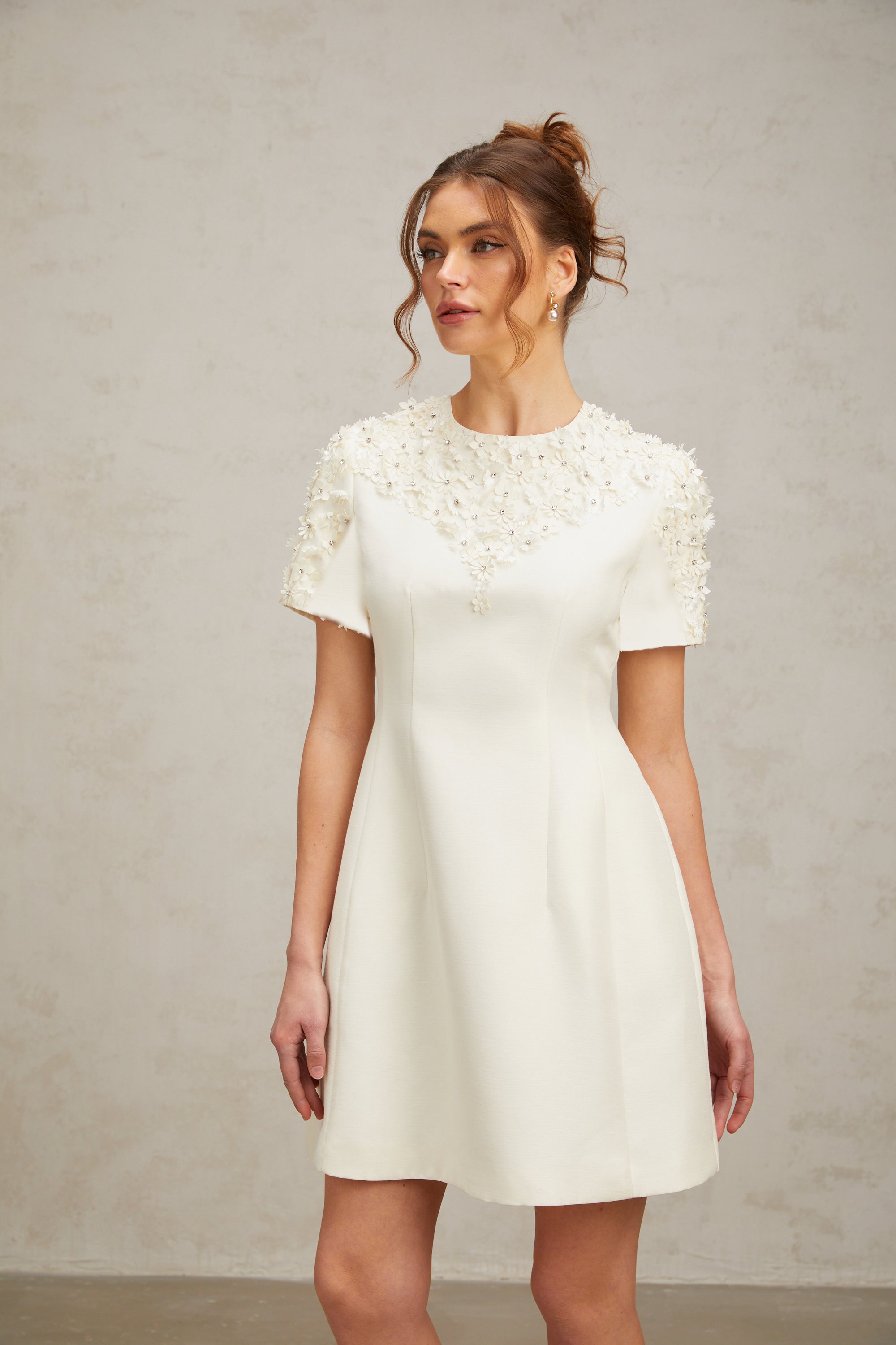 Adrienne floral-appliqué mini dress