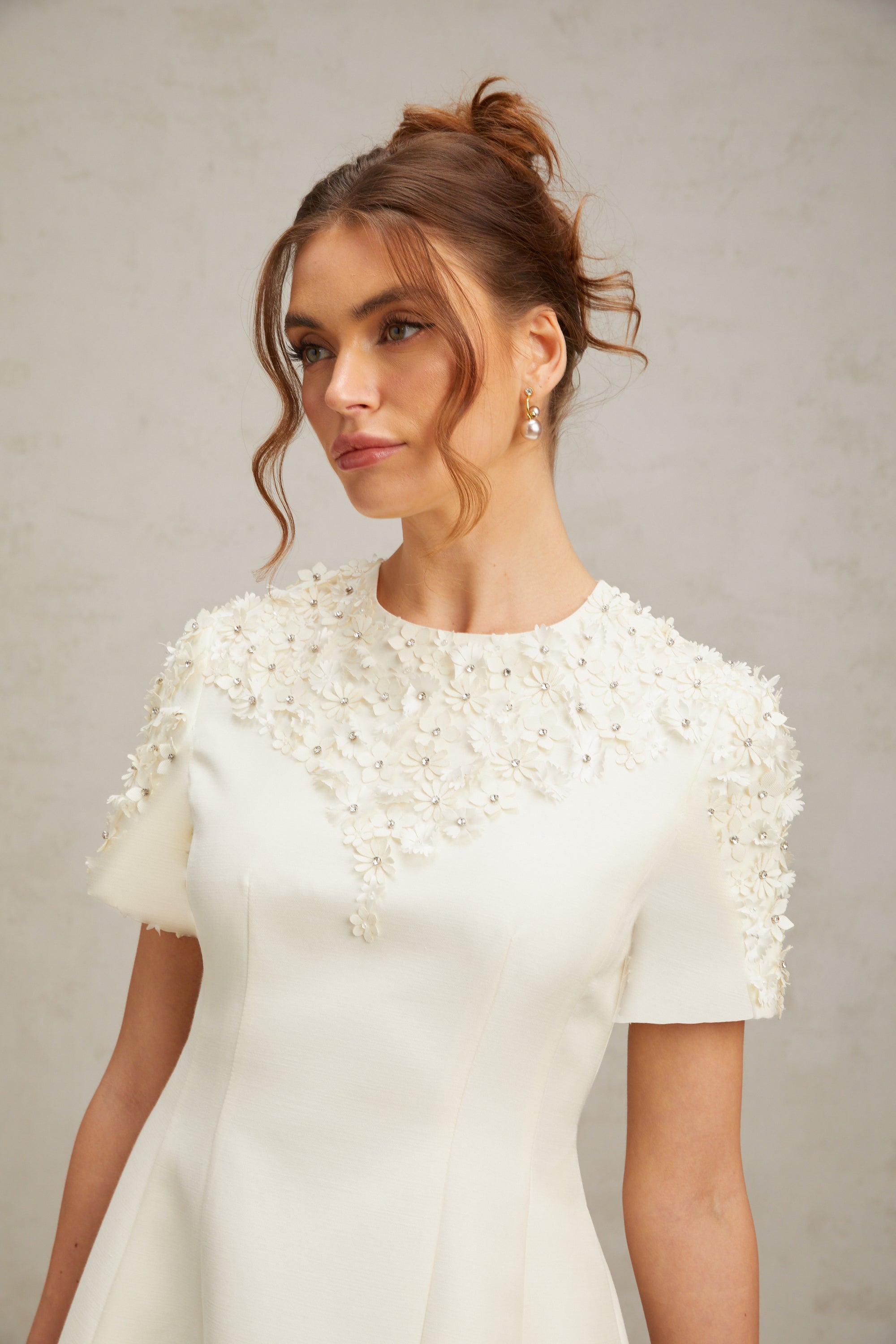 Adrienne floral-appliqué mini dress