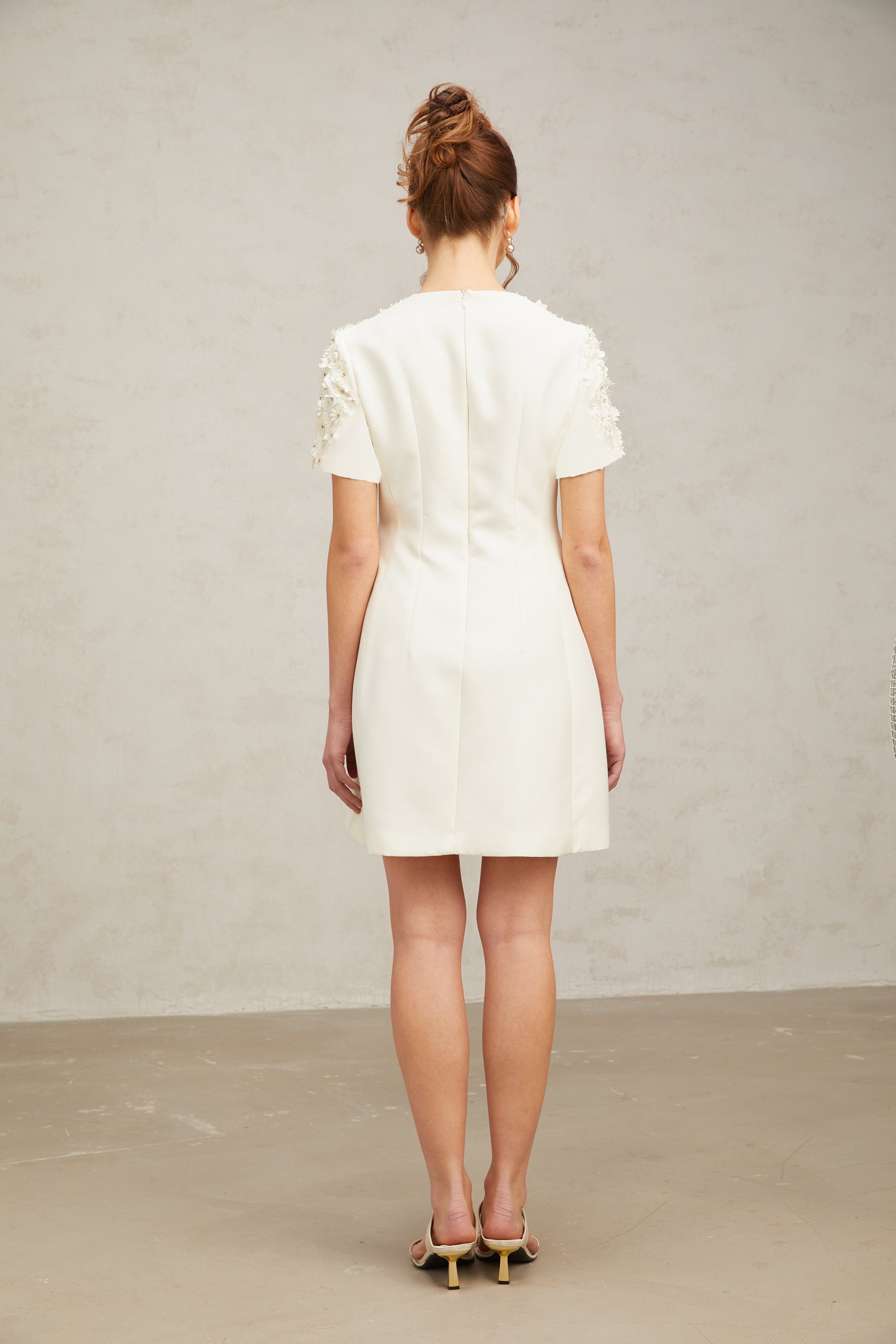 Adrienne floral-appliqué mini dress