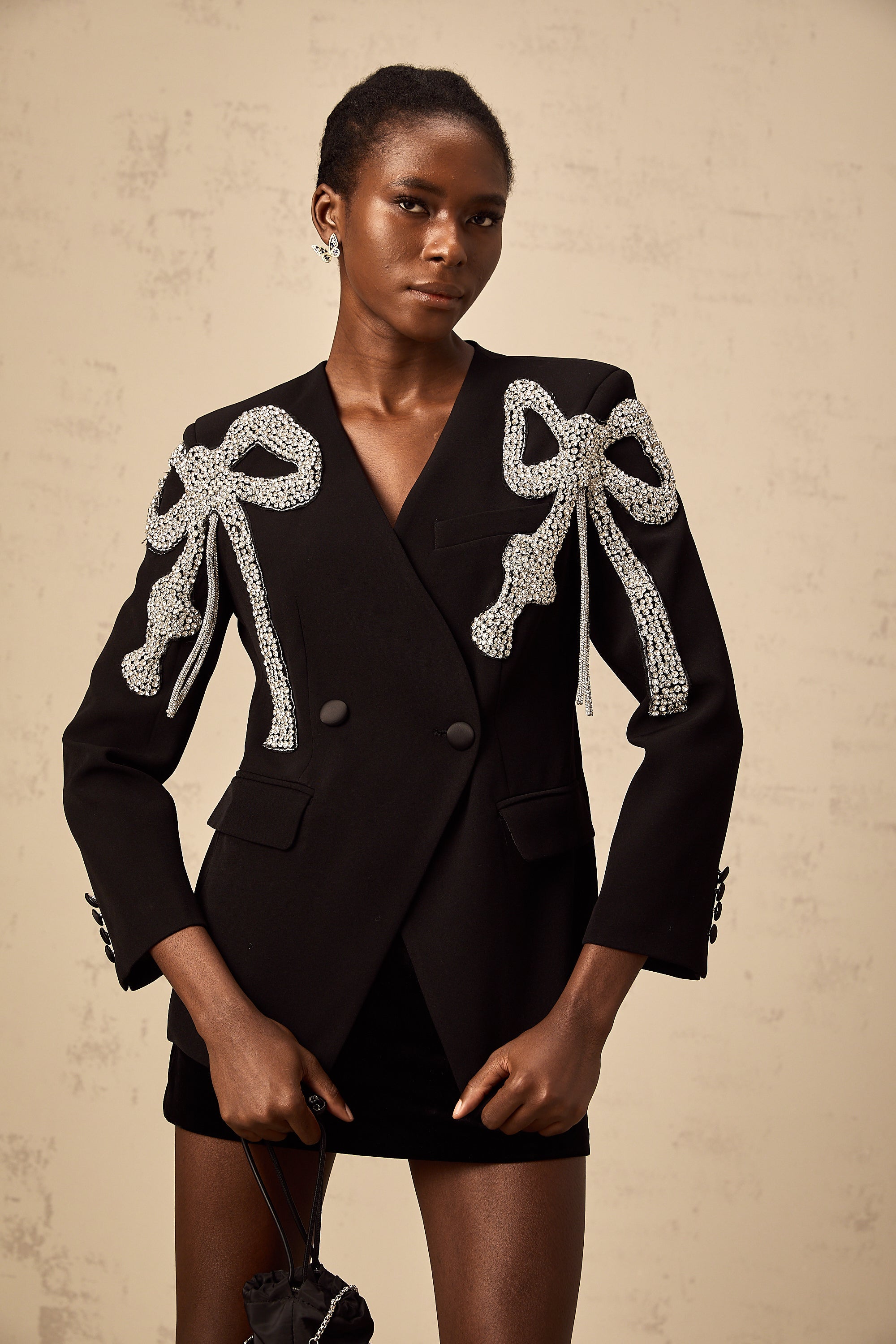 Vanessa black bow-motif embellished blazer (Final Sale-US Only)