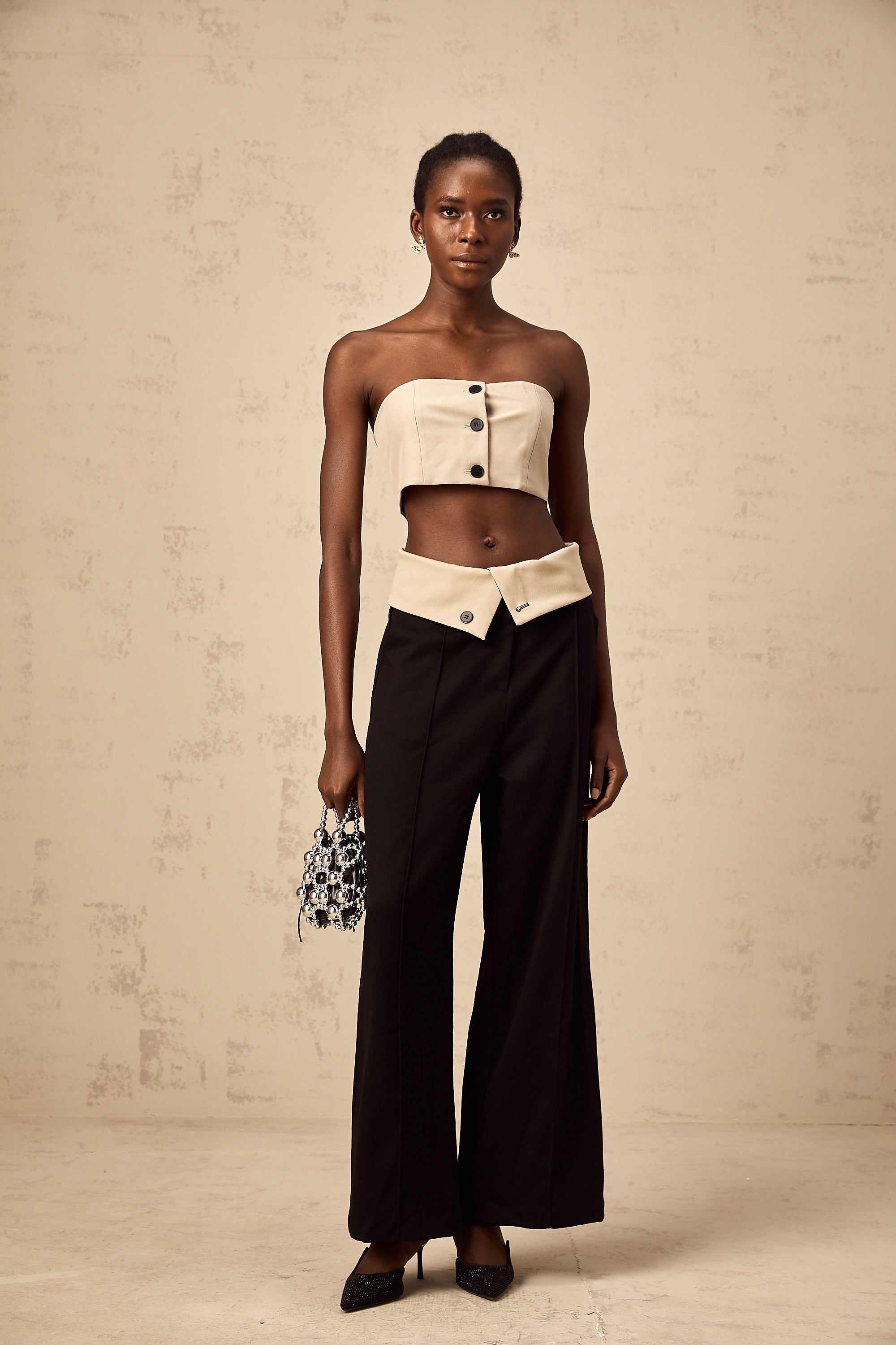 Naomi crop top & trousers matching set