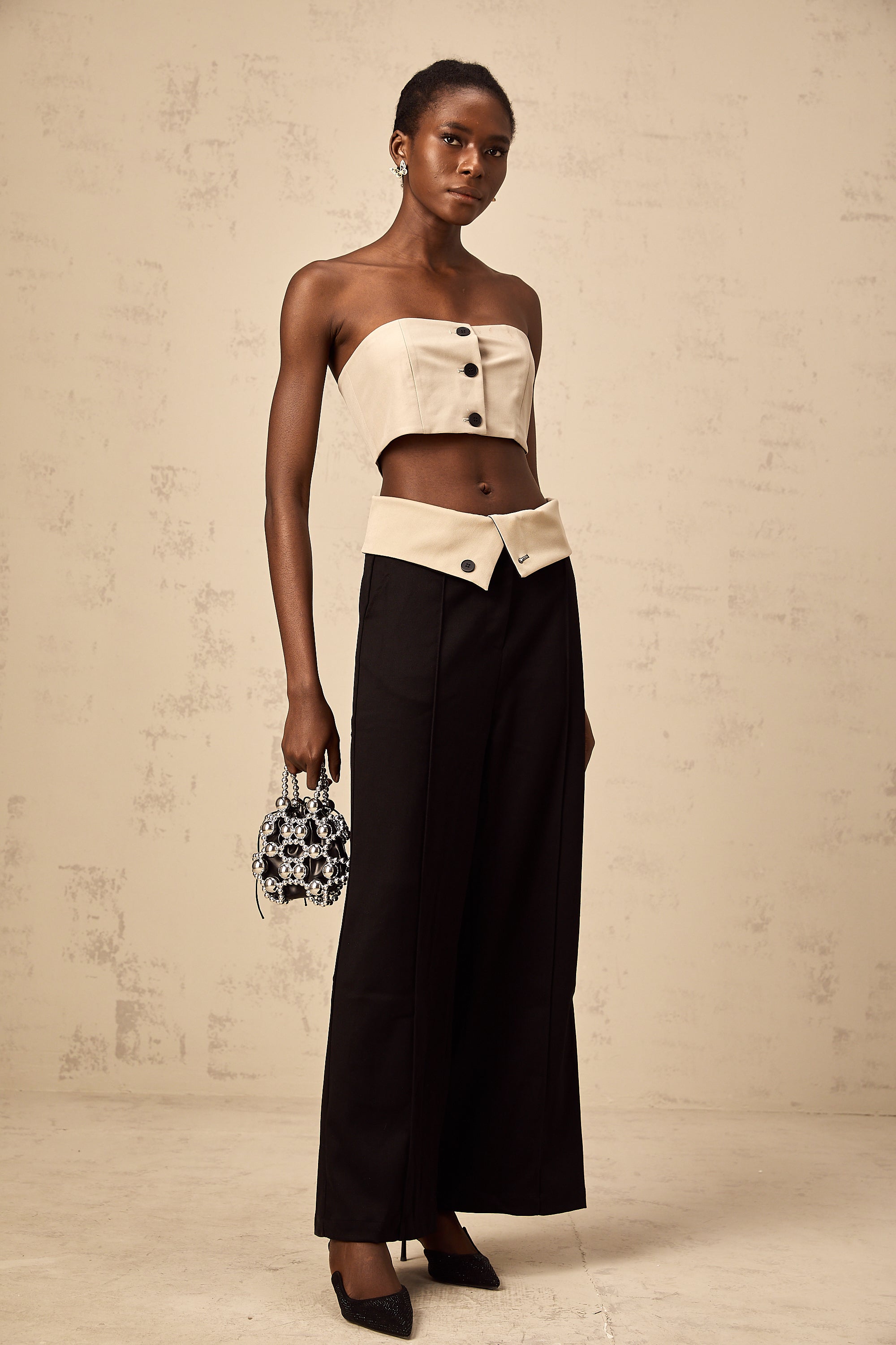 Naomi crop top & trousers matching set