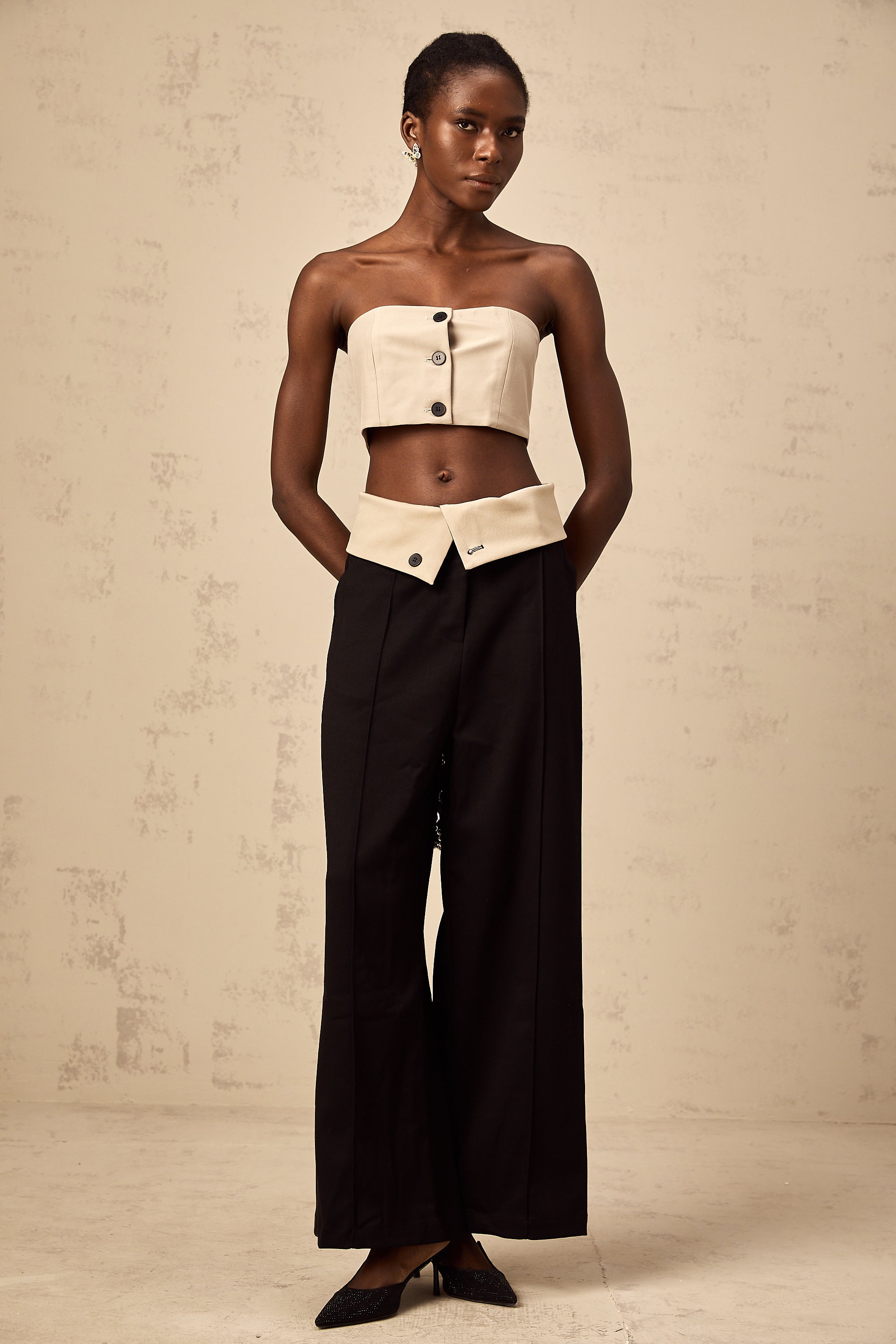 Naomi crop top & trousers matching set