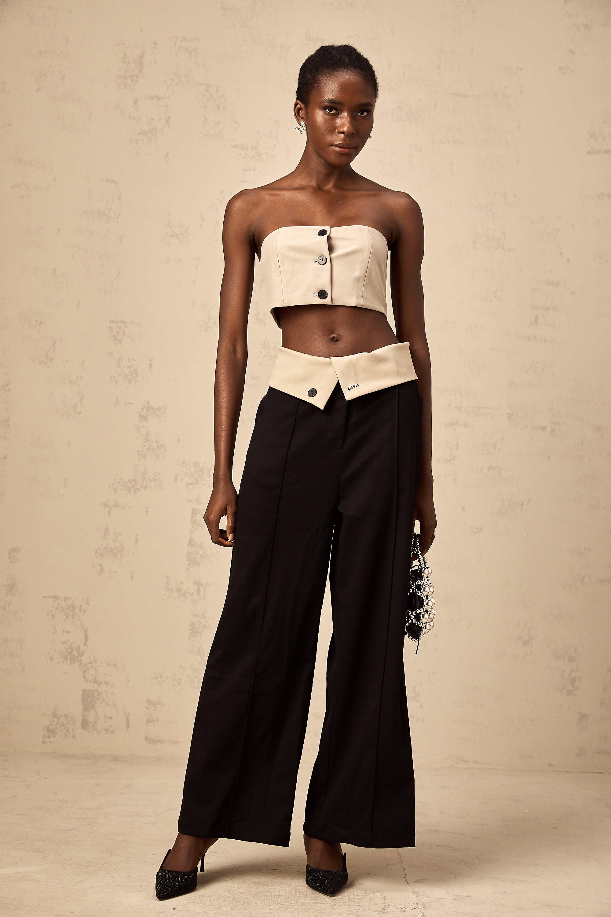 Naomi crop top & trousers matching set