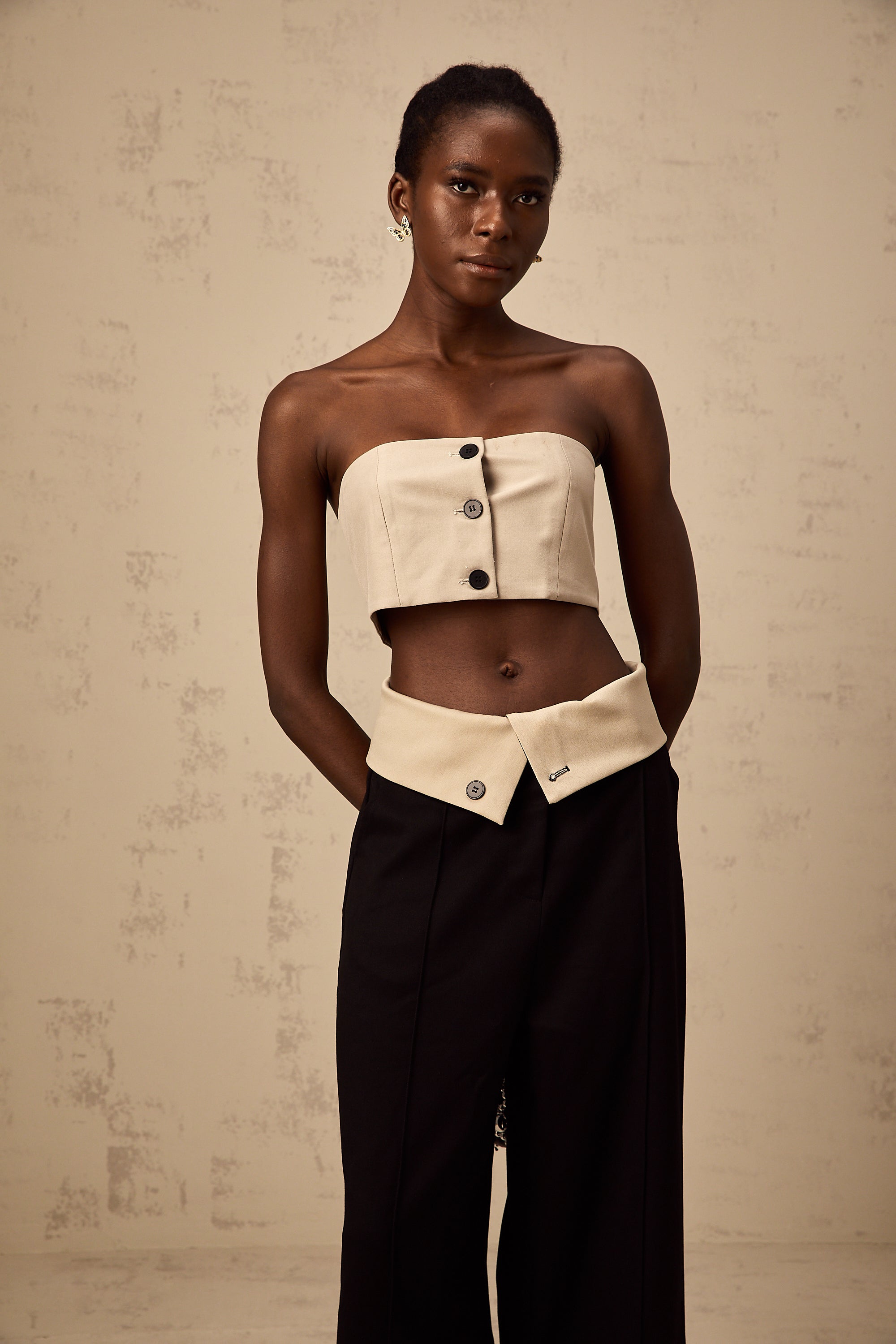 Naomi crop top & trousers matching set