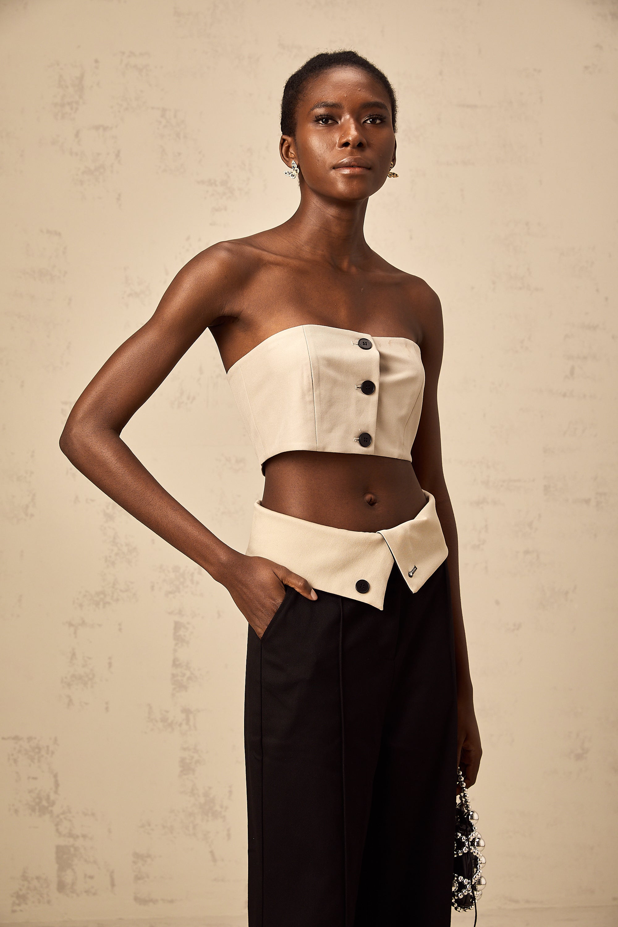 Naomi crop top & trousers matching set