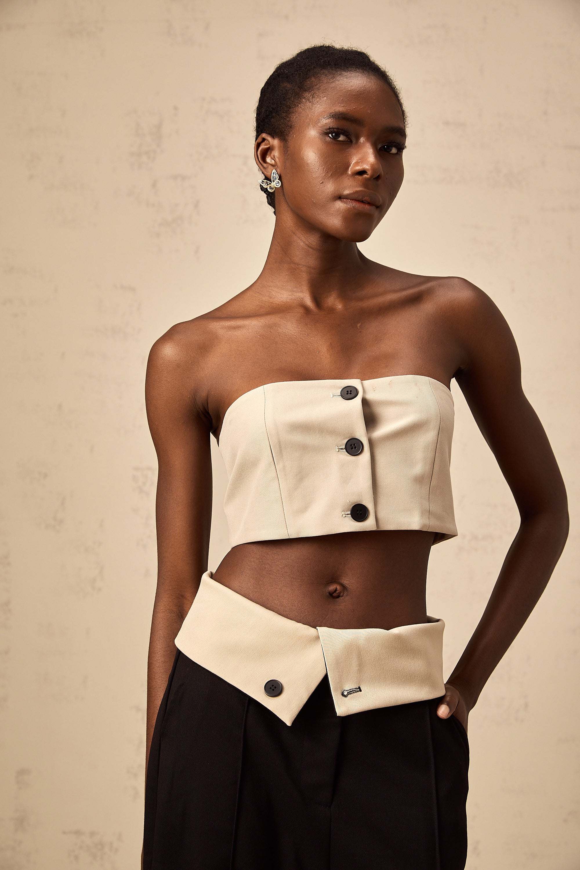 Naomi crop top & trousers matching set