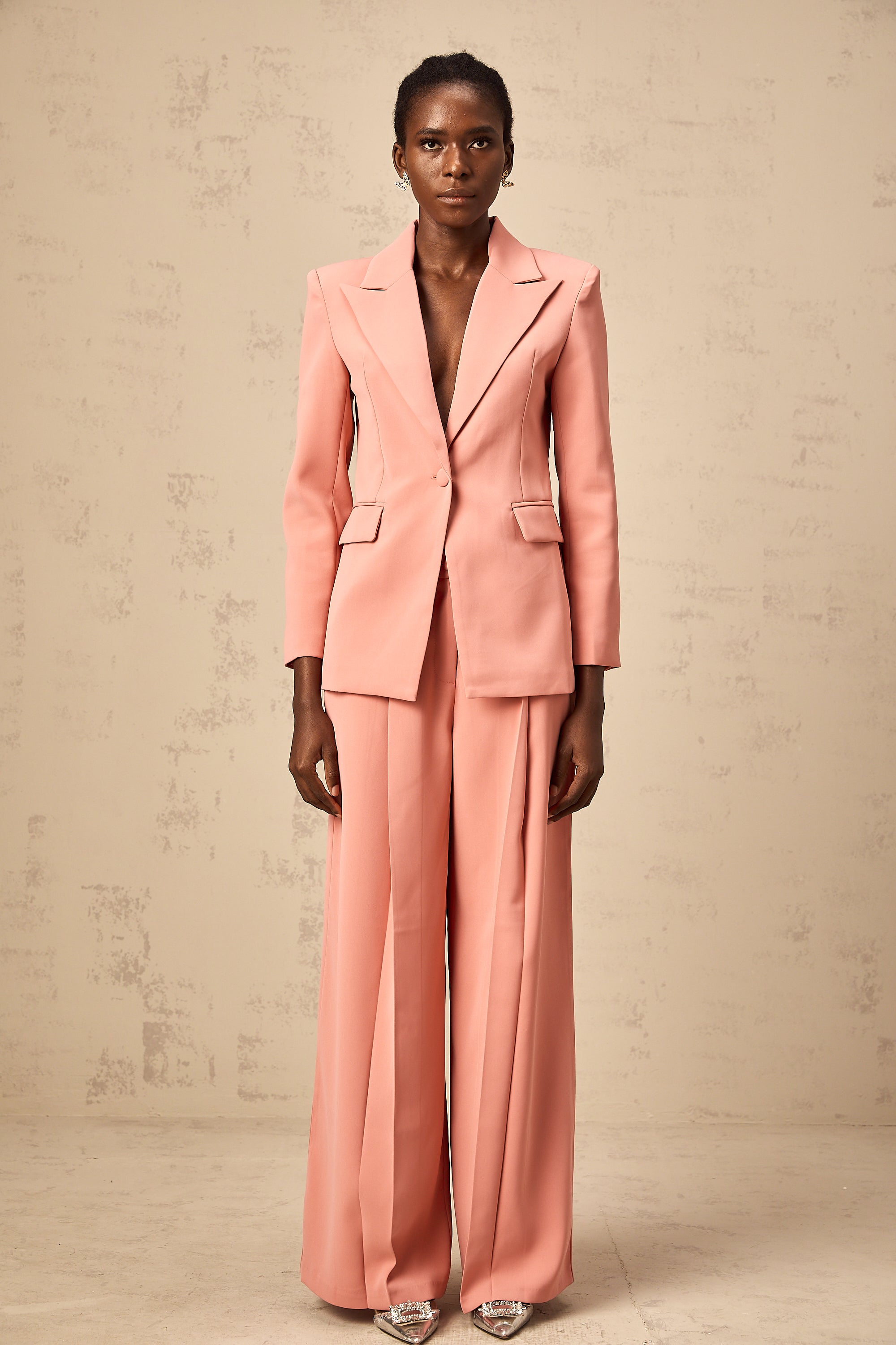 Zoé pink embroidered cut-out blazer & trousers matching set