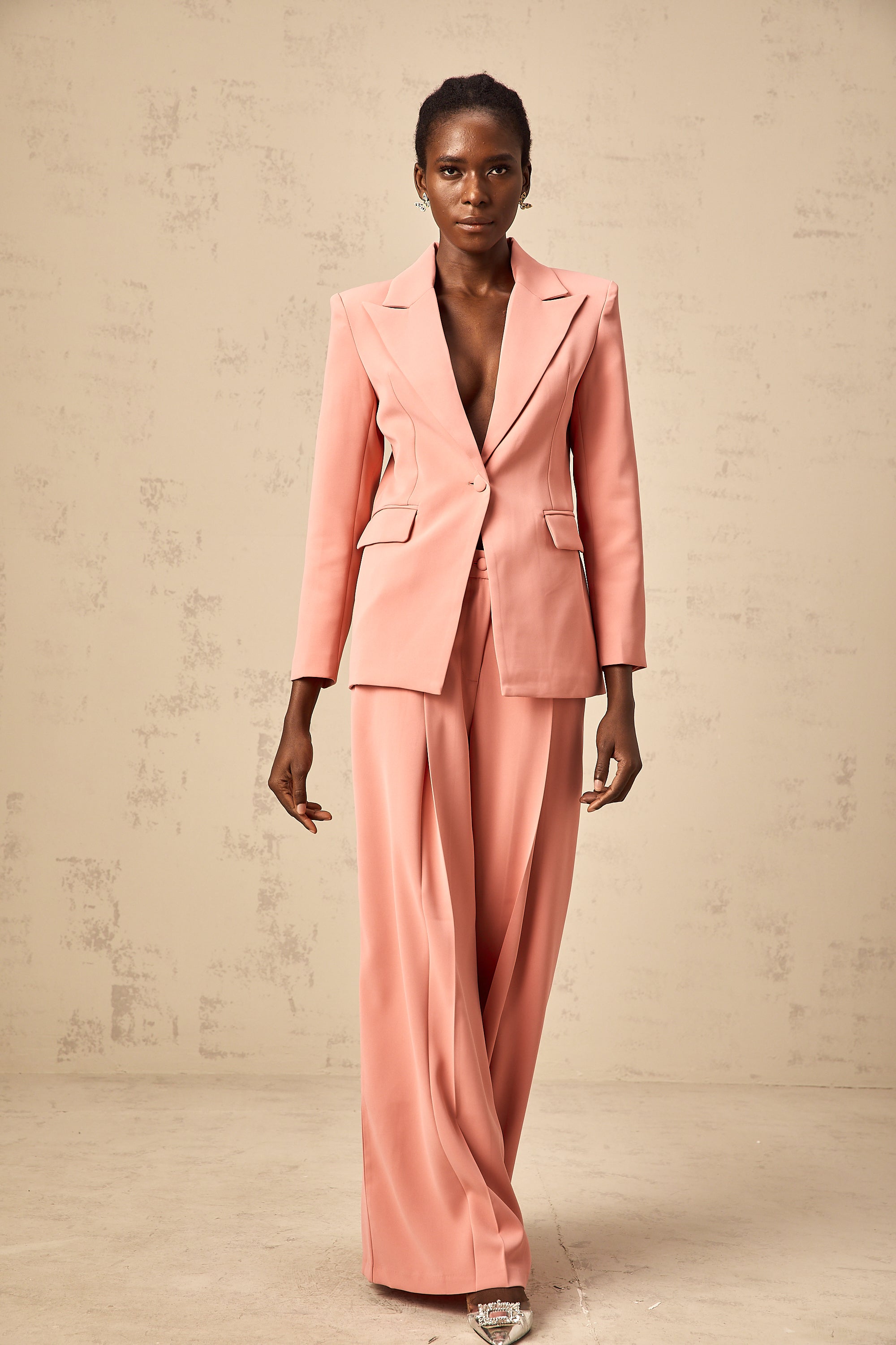 Zoé pink embroidered cut-out blazer & trousers matching set