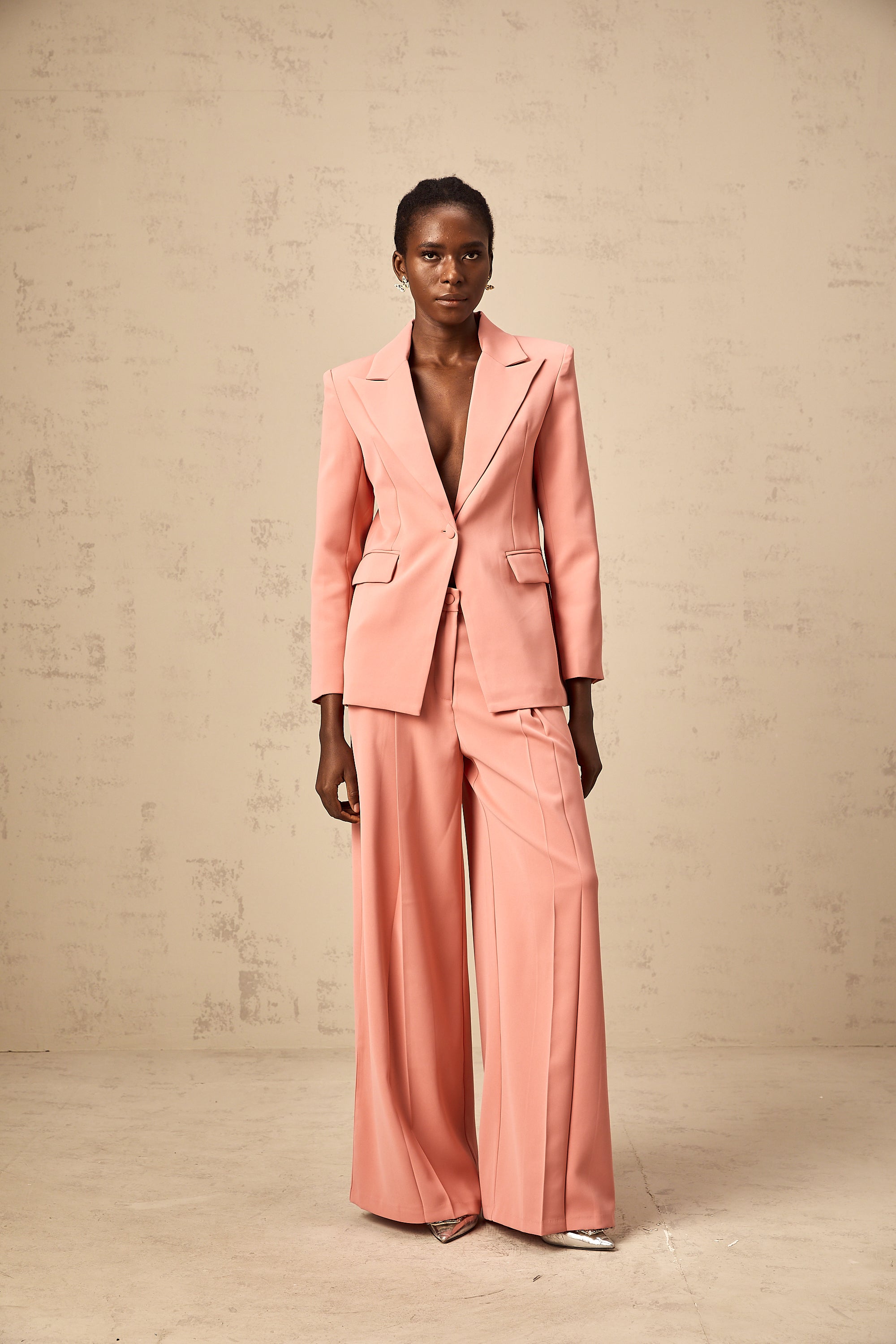Zoé pink embroidered cut-out blazer & trousers matching set